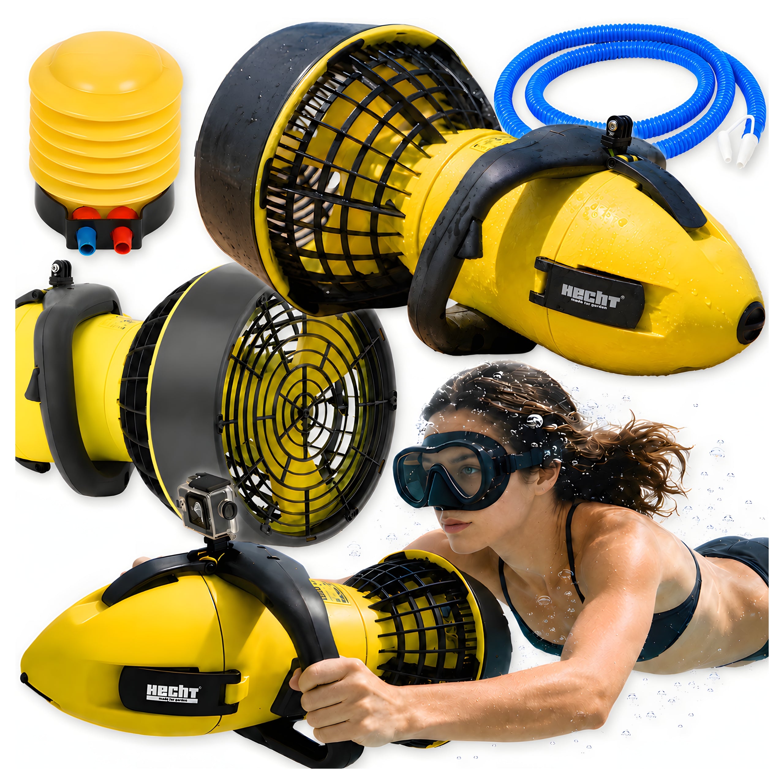 SUBMARINE SCOOTER UNDERWATER DIVING WITH PROPELLER HECHT 4499 CAMERA HOLDER