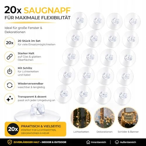 SUCTION CUPS FOR LIGHT CHAINS HOOKS WINDOW HOLDER GLASS SET OF 20 Manufacturer code Bez marki