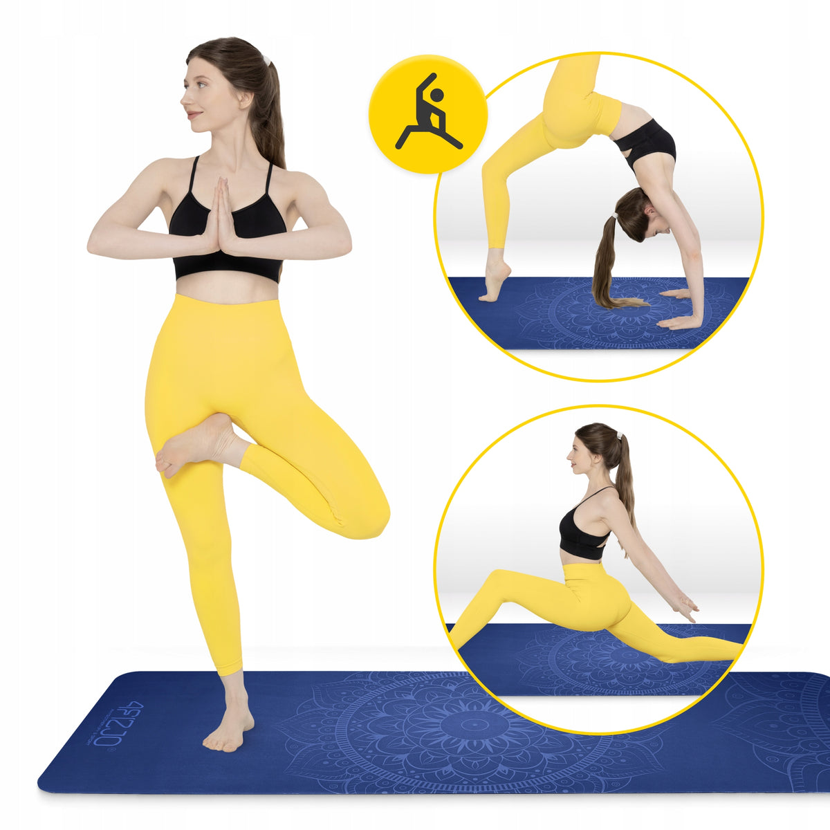 SUEDE MAT FOR YOGA AND EXERCISE FOR MEDITATION AND PILATES LIGHT SOFT 1,5 MM Color blue