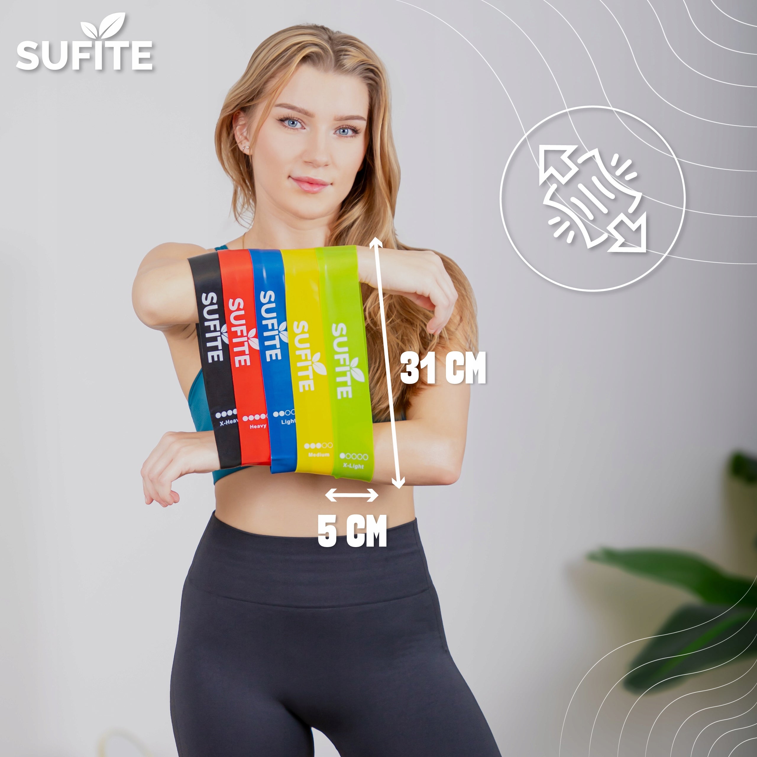 SUFITE resistance bands - flexible, comfortable and effective for any workout Length 30 cm