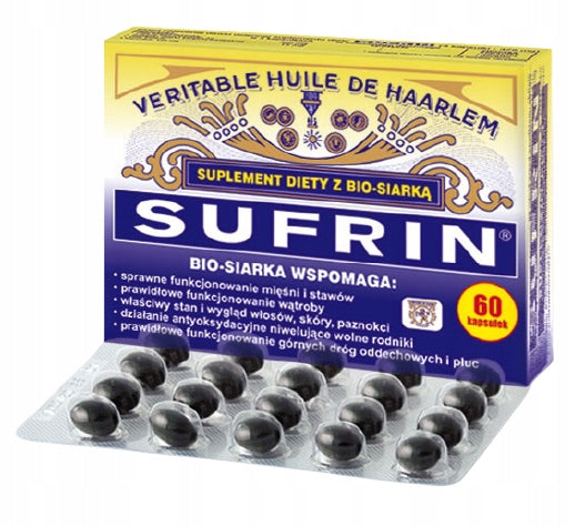 SUFRIN BIO-SULFUR JOINTS SKIN HAIR NAILS LIVER LUNGS 60 capsules Manufacturer code 5906843093405