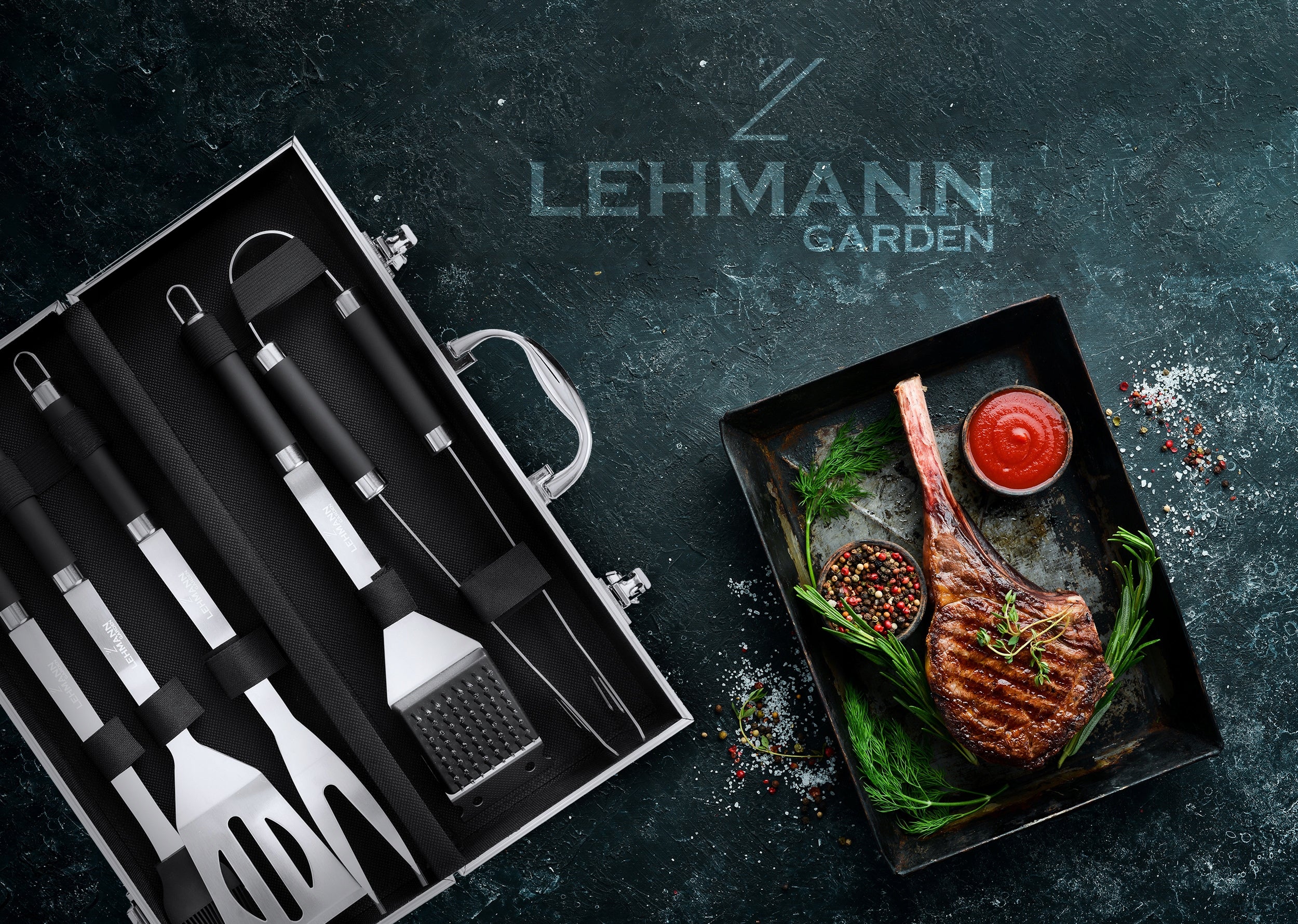 SUITCASE CUTLERY SET ACCESSORIES FOR GRILL XXL UTENSILS CUTLERY STEEL Kind set
