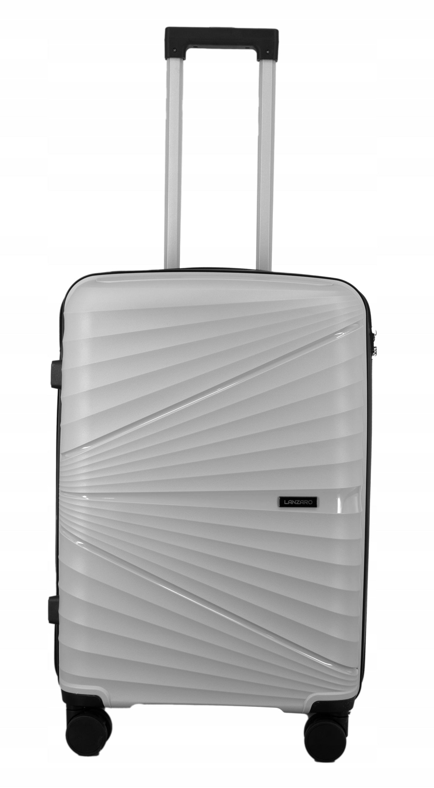 SUITCASE LARGE PP TRAVEL ON WHEELS LIGHT LUGGAGE POLYPROPYLENE TSA GREY 89L Height 75 cm