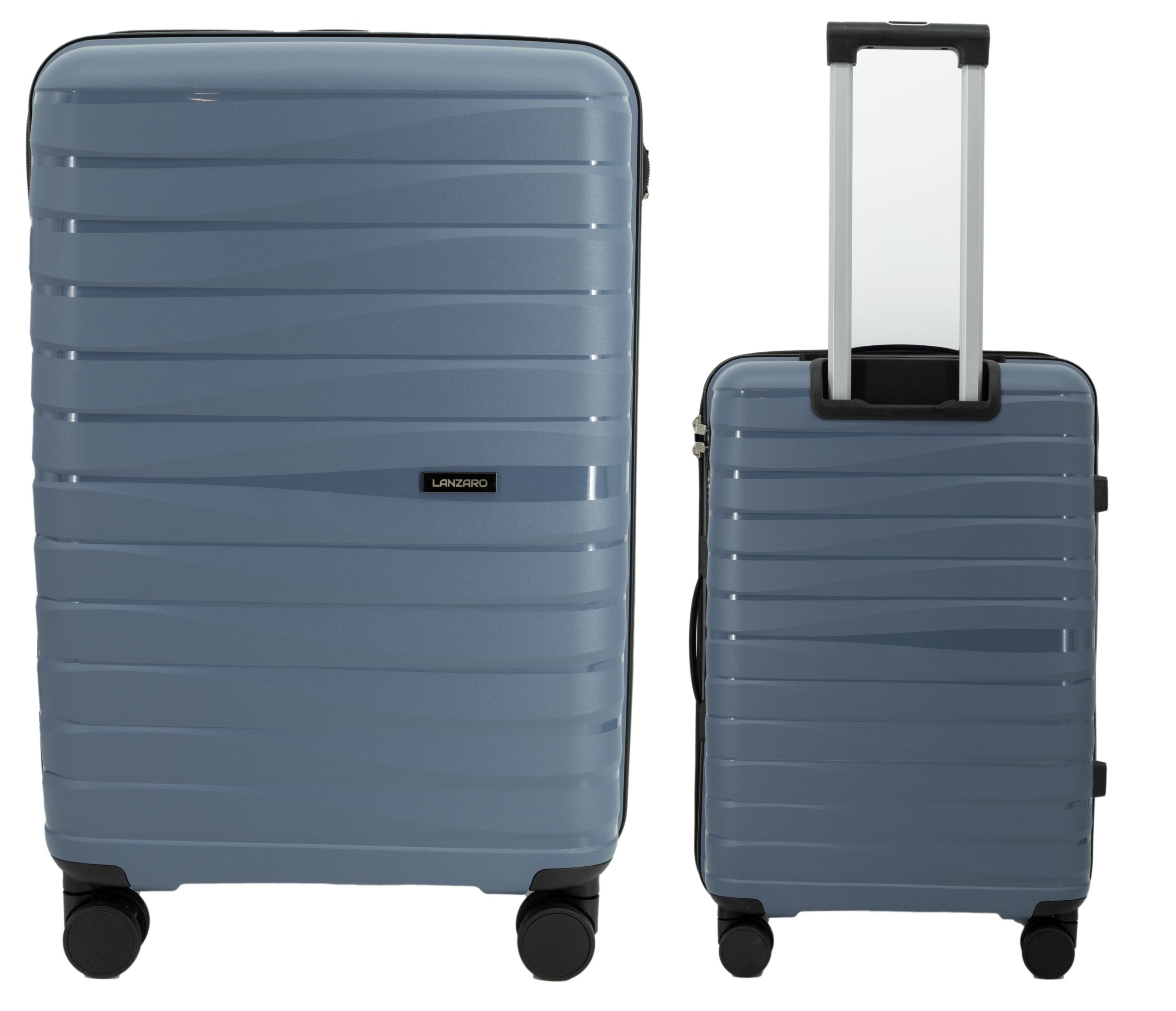 SUITCASE LARGE PP TRAVEL ON WHEELS LIGHT POLYPROPYLENE LUGGAGE TSA 91L NAVY BLUE
