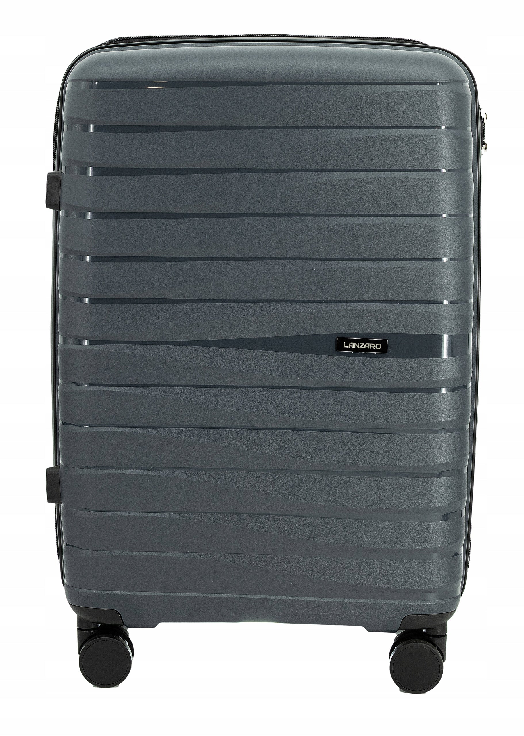 SUITCASE LARGE TRAVEL 4 WHEELS 360°LIGHT LANZARO POLYPROPYLENE TSA 91L GRAPHITE Height 76 cm
