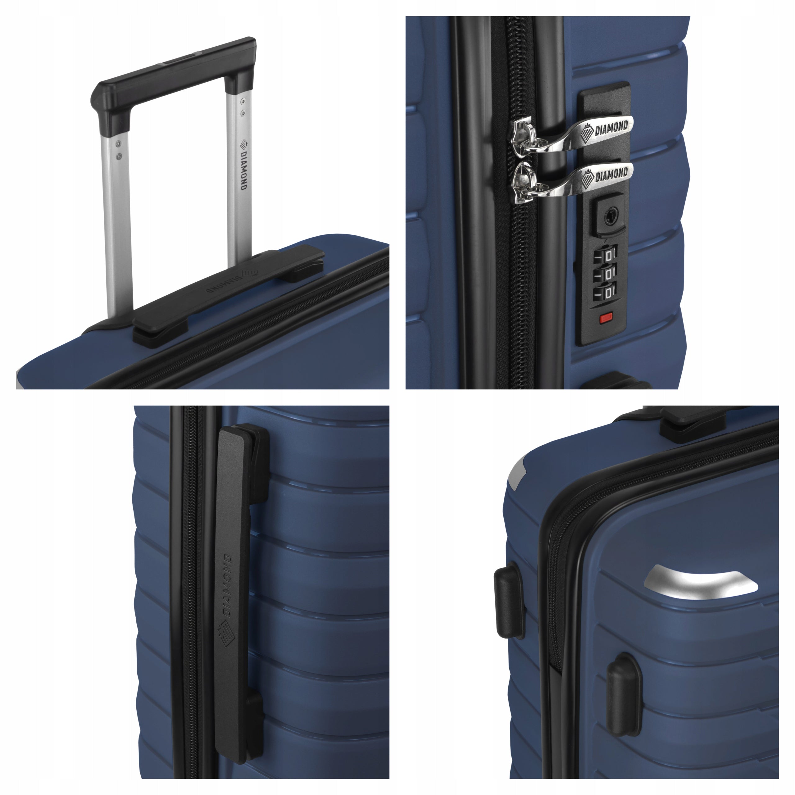 SUITCASE LARGE TRAVEL MADE OF POLYPROPYLENE LUGGAGE DIAMOND NAVY XL 28" P420 Brand DIAMOND