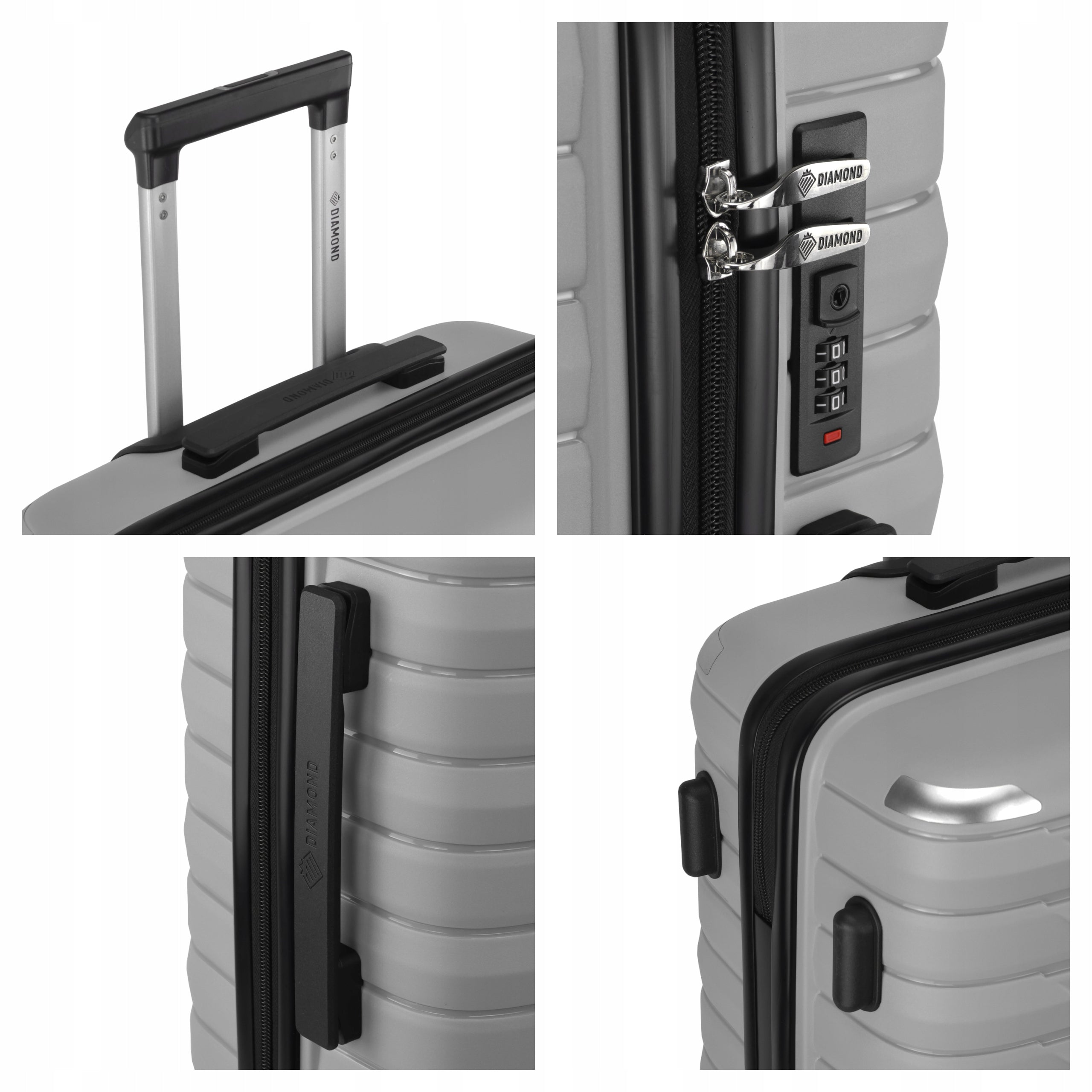 SUITCASE LARGE TRAVEL MADE OF POLYPROPYLENE LUGGAGE DIAMOND SILVER XL 28" P420 Brand DIAMOND