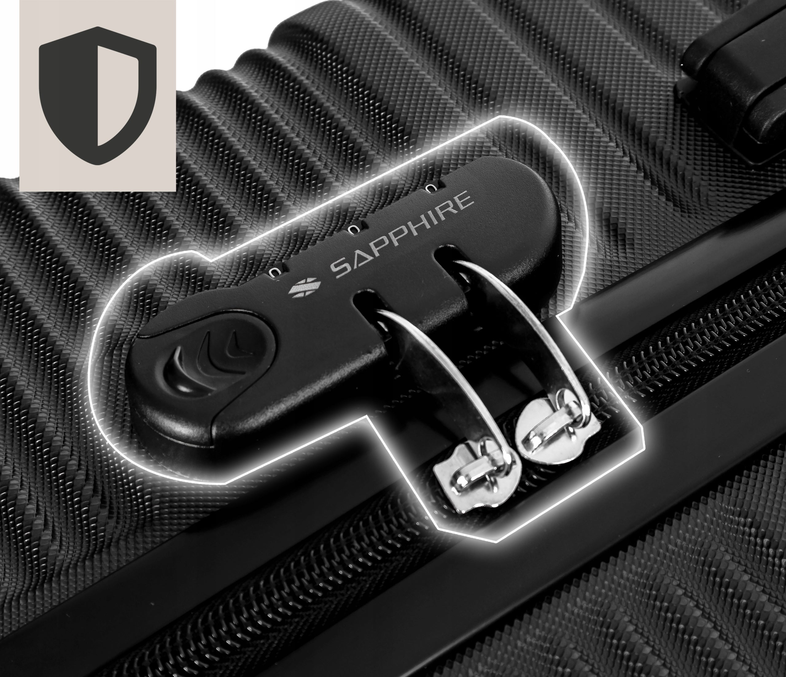 SUITCASE LARGE TRAVEL ON WHEELS LUGGAGE with ABS strong CIPHER XXL Sapphire DUO Manufacturer code ST-140_DUZA_CZARNA_DUO