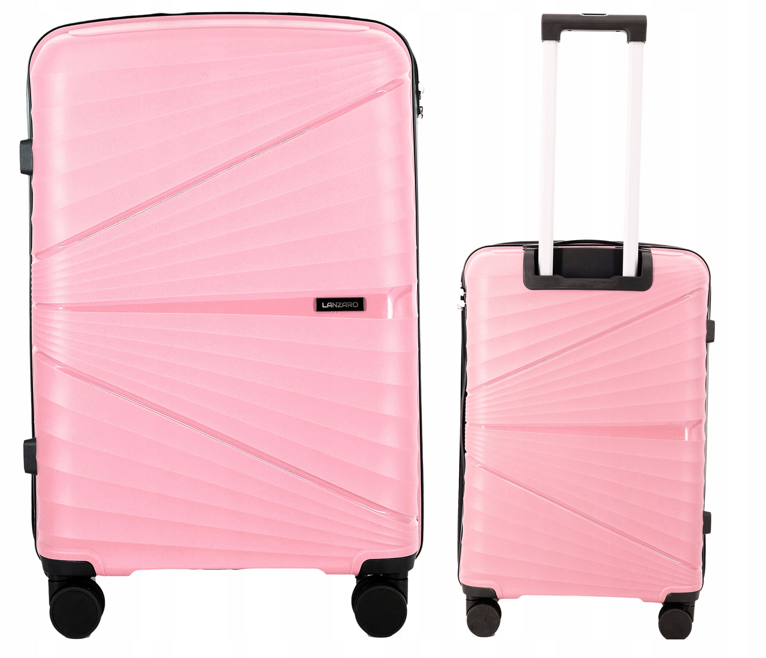 SUITCASE MEDIUM INDESTRUCTIBLE LIGHT LUGGAGE POLYPROPYLENE TSA LANZARO BLACK Model PP082 M CZARNY