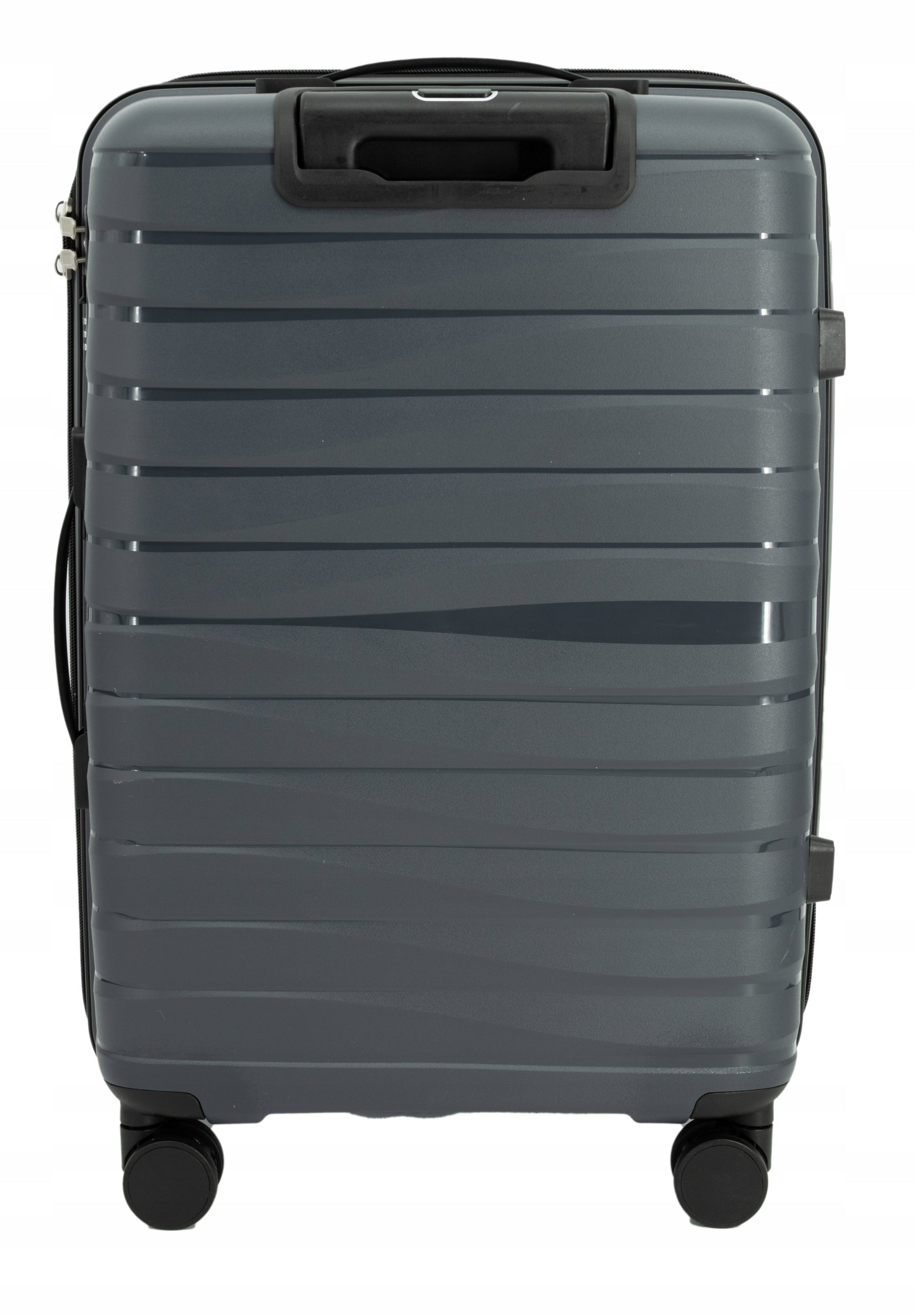 SUITCASE MEDIUM INDESTRUCTIBLE POLYPROPYLENE LIGHT LUGGAGE TSA LANZARO GRAPHITE Height 65 cm