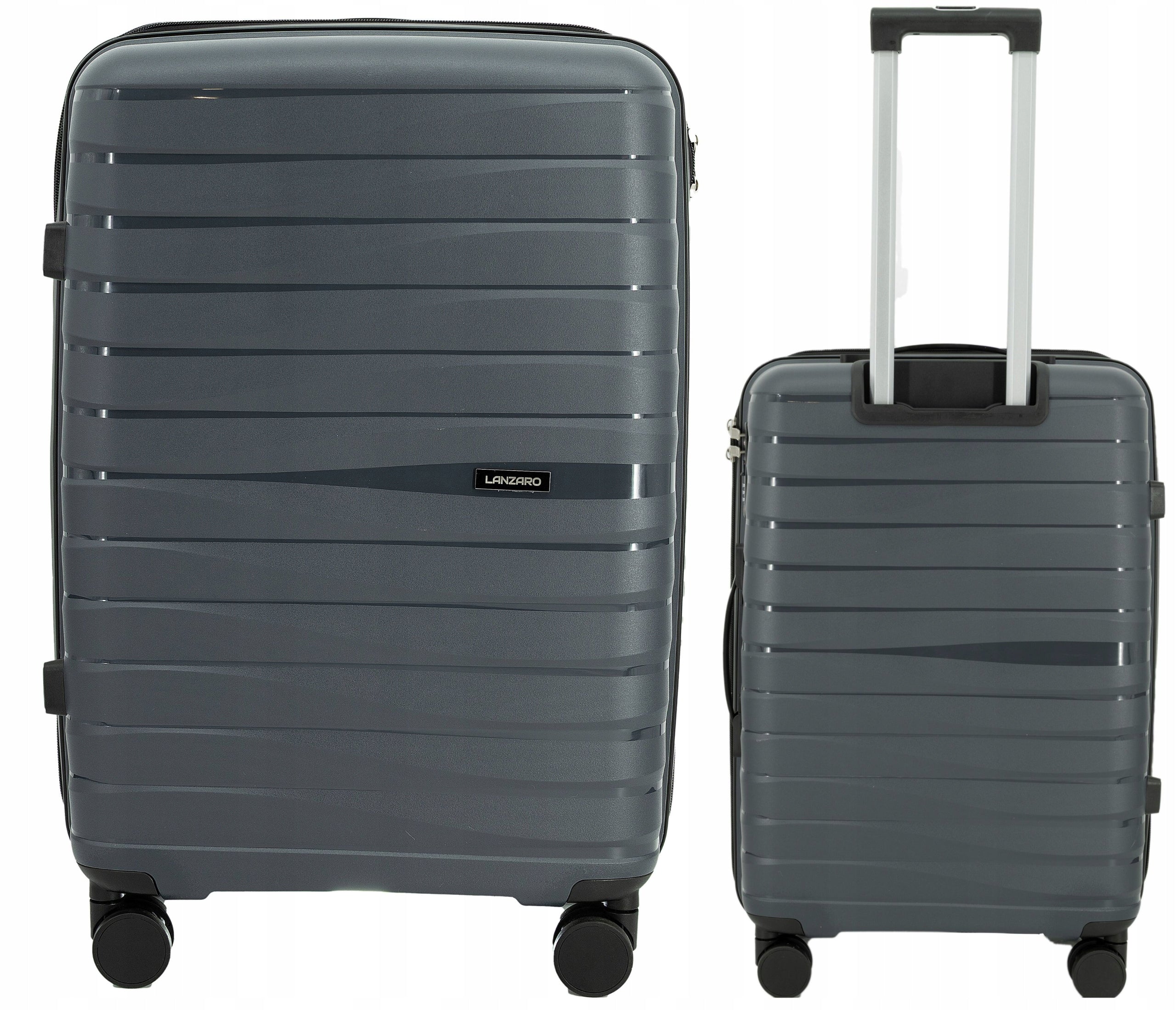 SUITCASE MEDIUM INDESTRUCTIBLE POLYPROPYLENE LIGHT LUGGAGE TSA LANZARO GRAPHITE