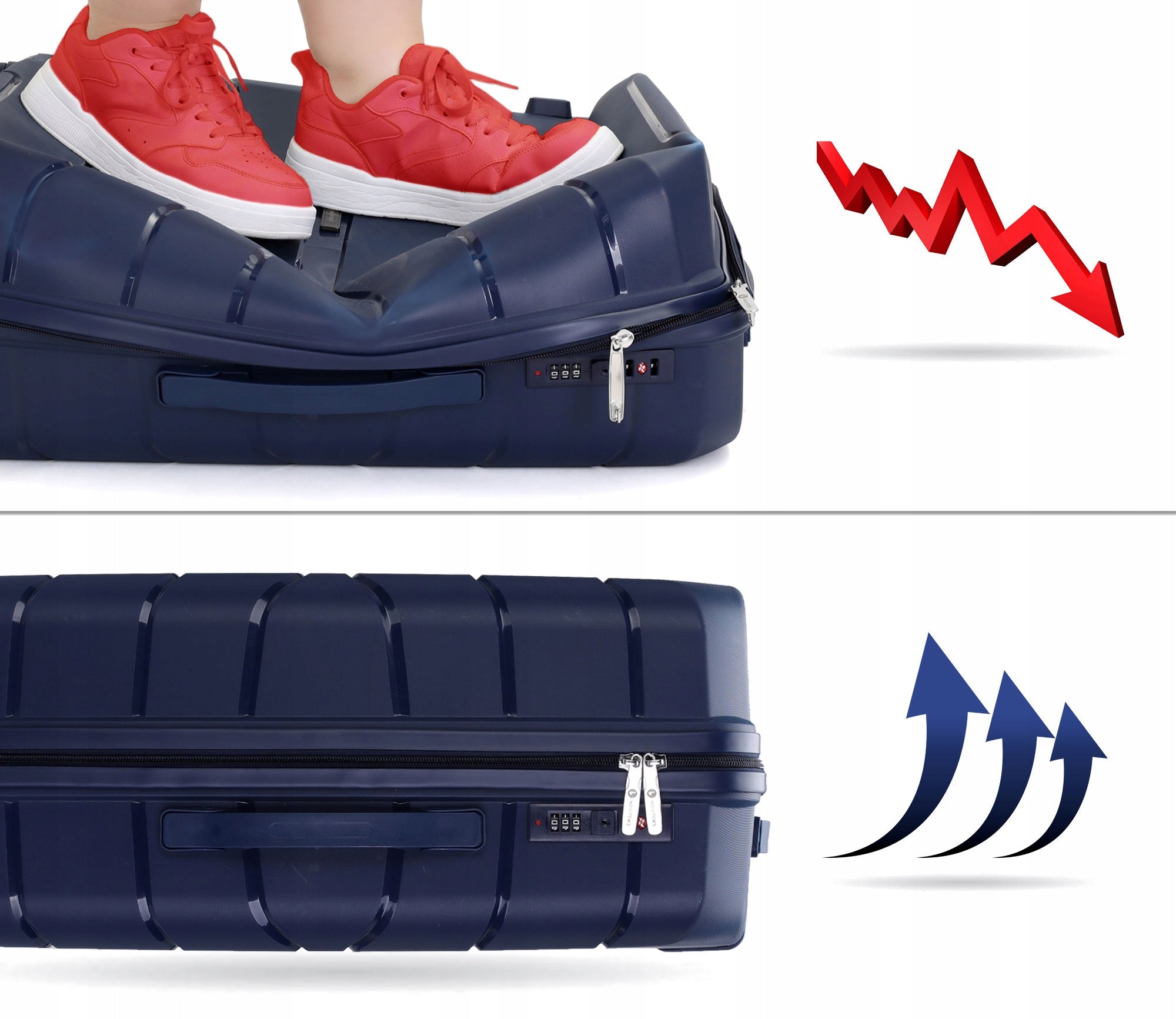 SUITCASE MEDIUM INDESTRUCTIBLE TRAVEL LUGGAGE ON WHEELS "L" Kind hard
