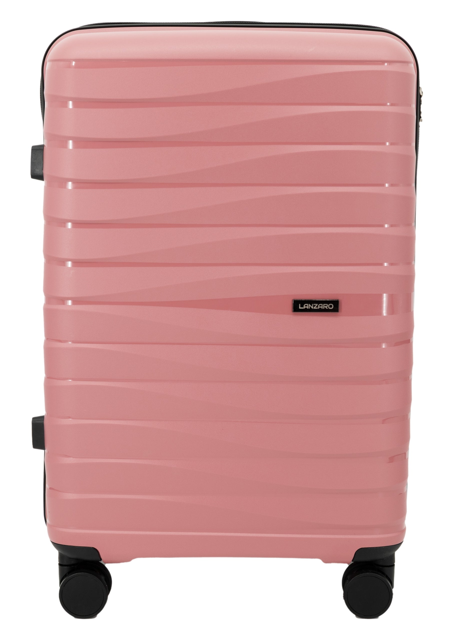 SUITCASE MEDIUM PP POLYPROPYLENE TSA 4 WHEELS 360° LUGGAGE LANZARO ROSE GOLD Packaging status original