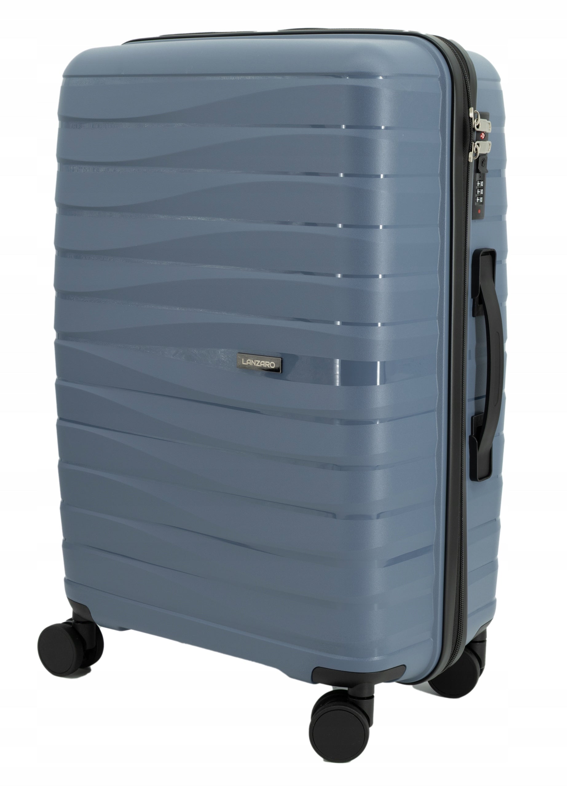 SUITCASE MEDIUM TRAVEL LIGHT WHEELS LUGGAGE POLYPROPYLENE TSA LANZARO NAVY BLUE Depth (shorter edge) 26 cm