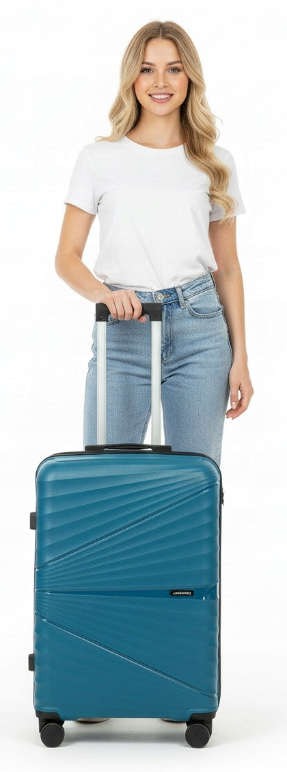 SUITCASE MEDIUM TRAVEL WHEELS LIGHT LUGGAGE POLYPROPYLENE TSA LANZARO TURQUOISE Depth (shorter edge) 26 cm