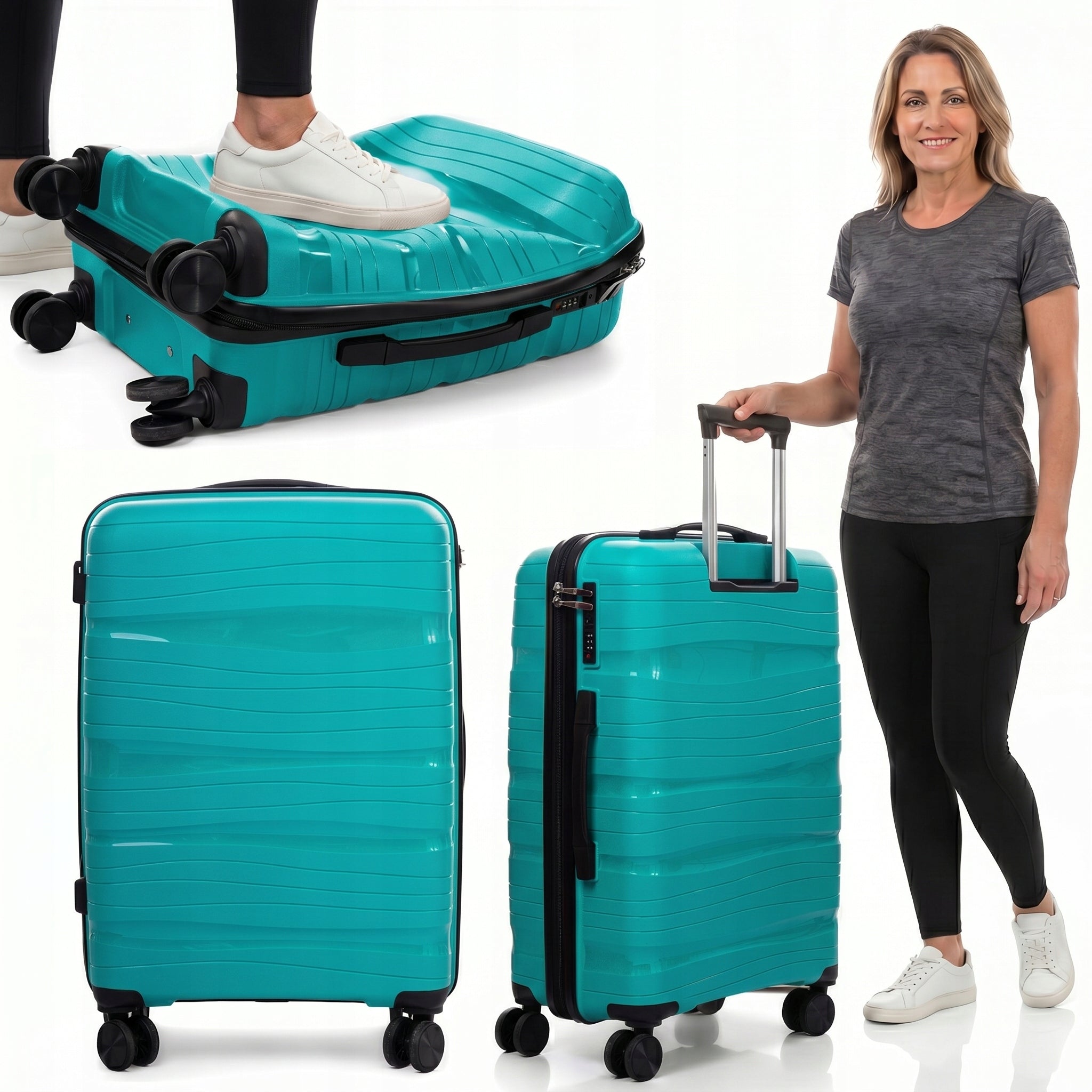 SUITCASE MEDIUM XL INDESTRUCTIBLE RGL DOUBLE WHEELS POLYPROPYLENE LUGGAGE