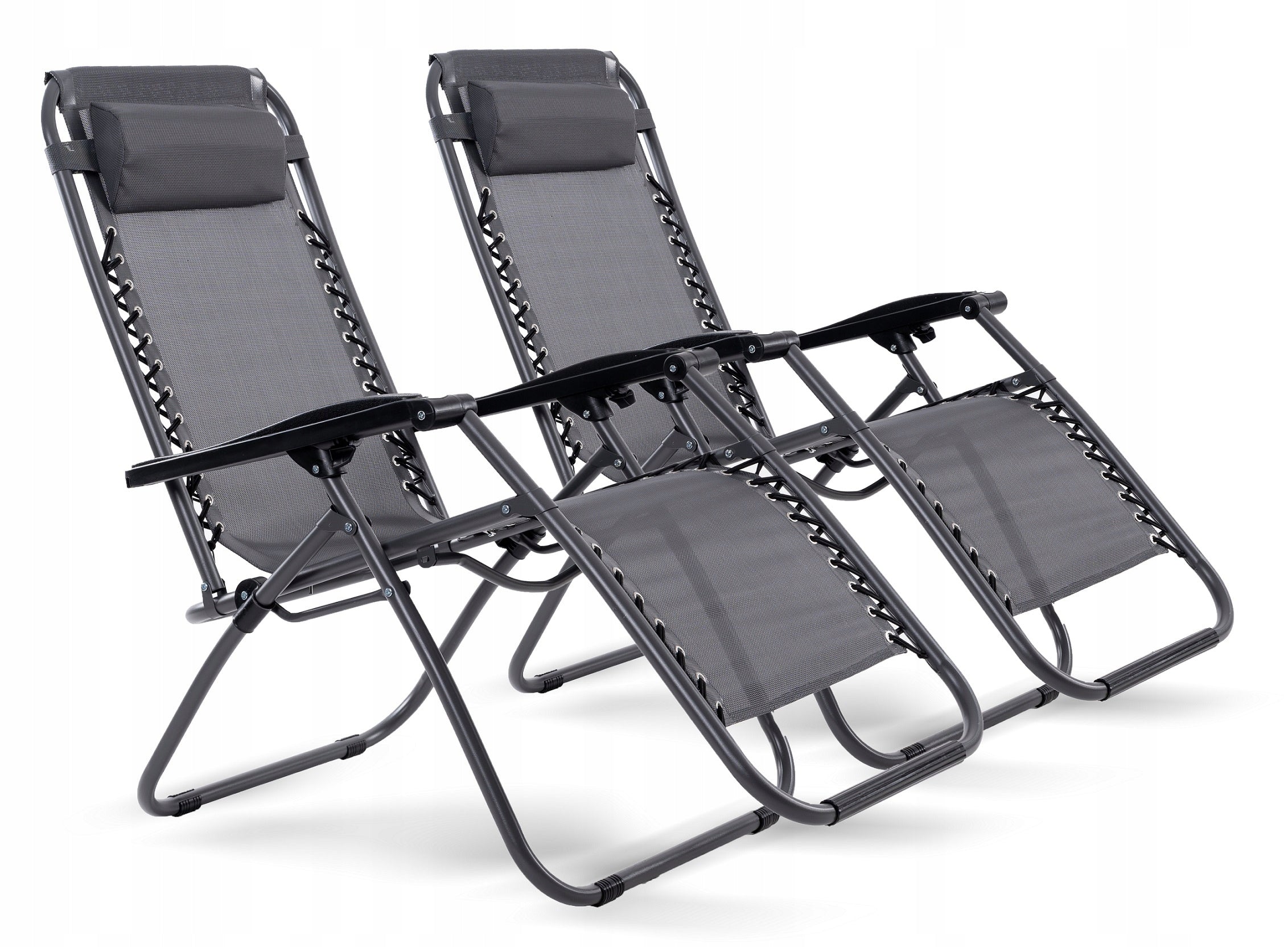 SUN LOUNGER 2PCS BEACH FOLDING GRAVITY GARDEN CHAIR
