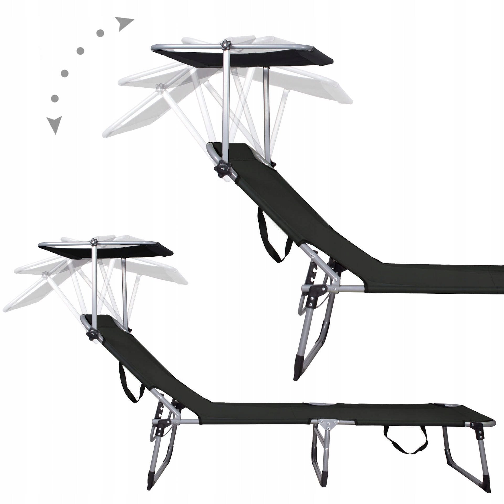 SUN LOUNGER BEACH CHAIR CANOPY FOLDING COUCH WITH VISOR FOR TERRACE BALCONY Seat material fabric
