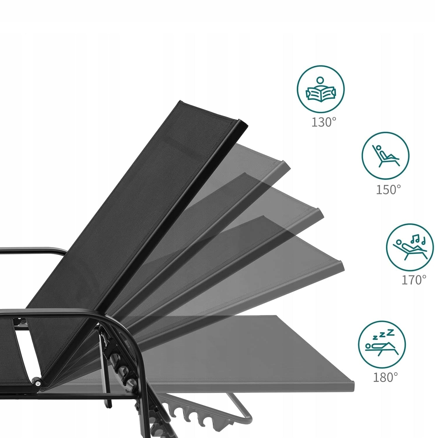 SUN LOUNGER BEACH CHAIR GARDEN FOLDING COUCH BED ADJUSTABLE BACKREST Frame material steel