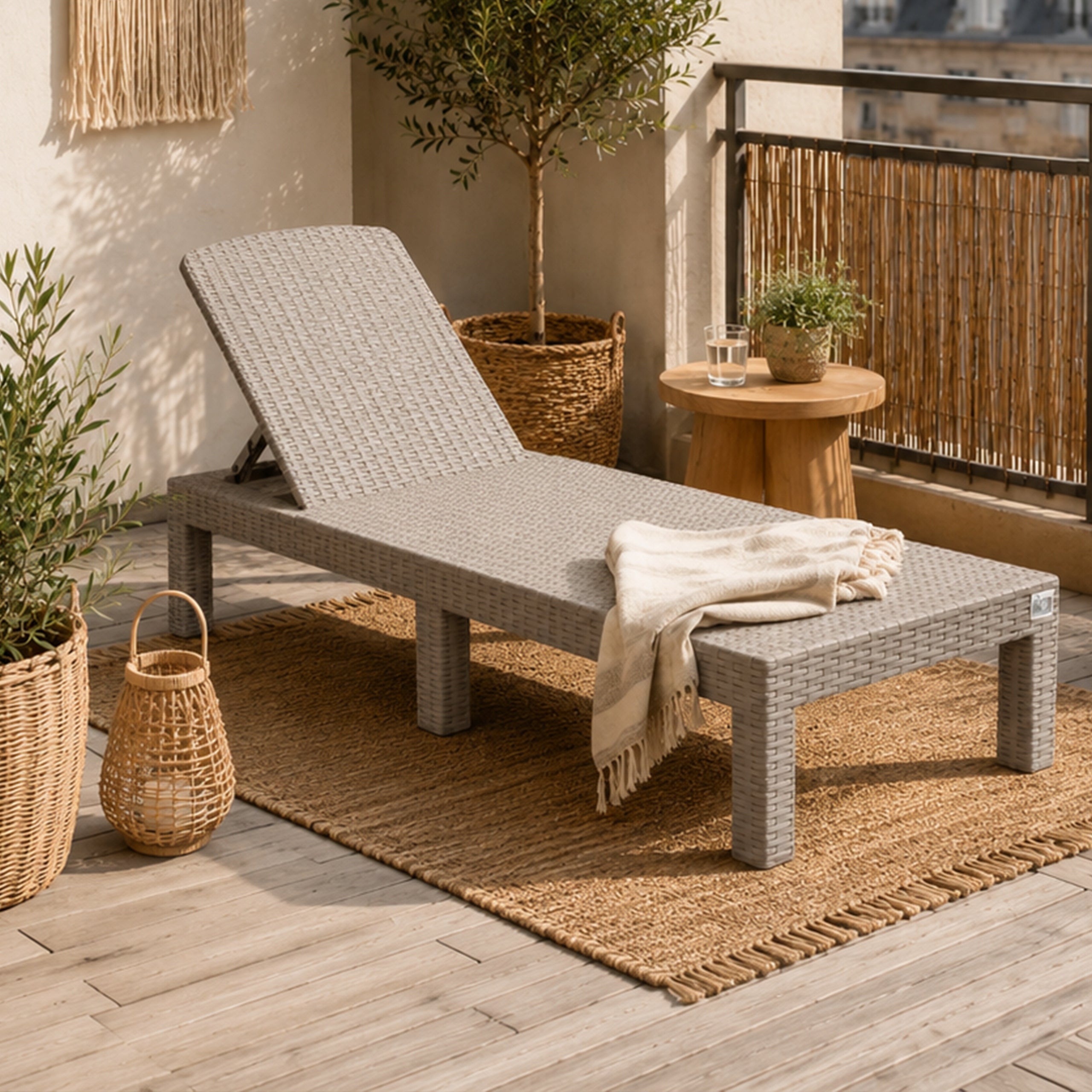 SUN LOUNGER BEACH POOL CHAIR ADJUSTABLE FOLDING TAUPE SUITCASE Frame material synthetic material
