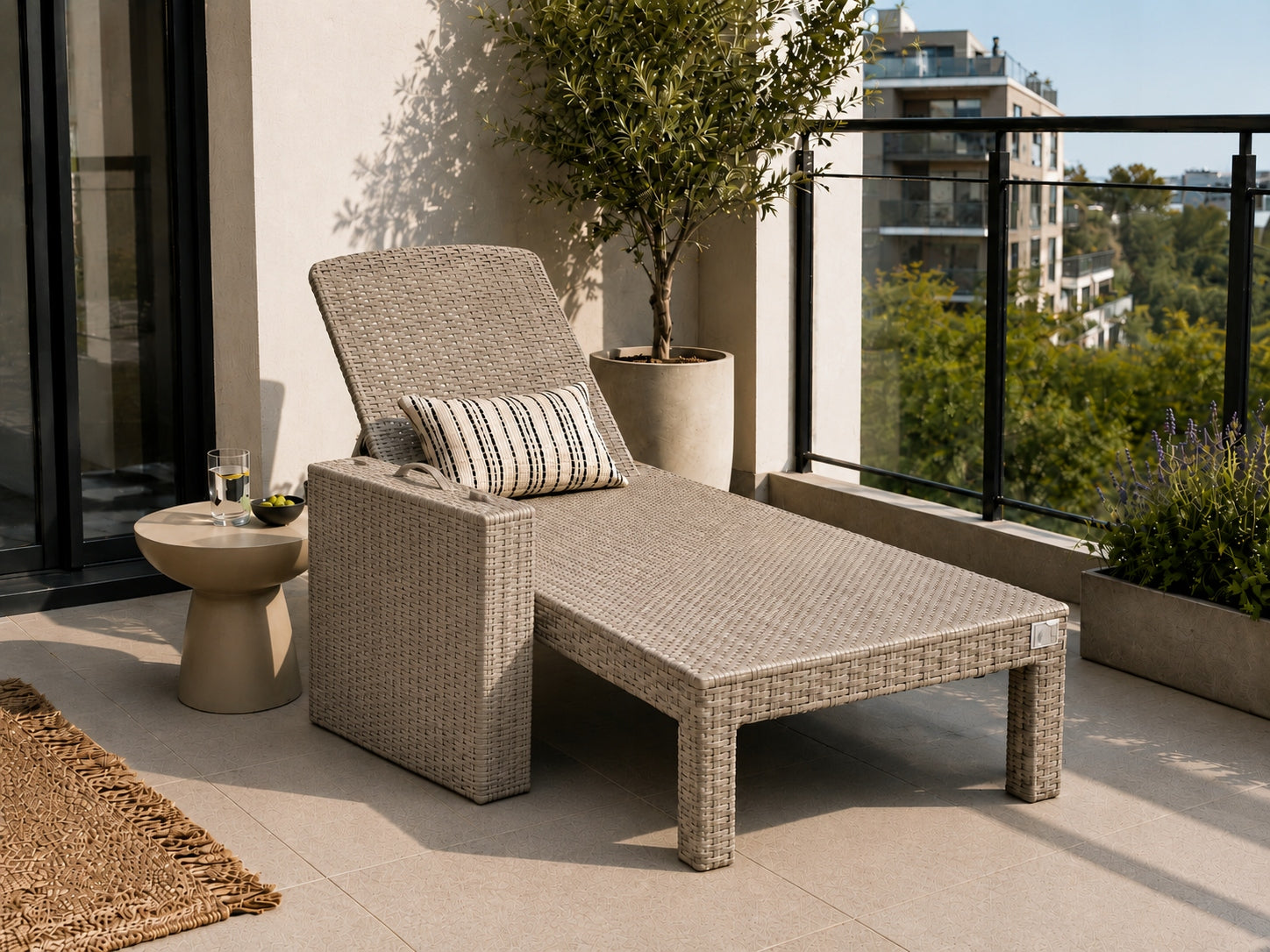 SUN LOUNGER BEACH POOL CHAIR ADJUSTABLE FOLDING TAUPE SUITCASE Packaging status original