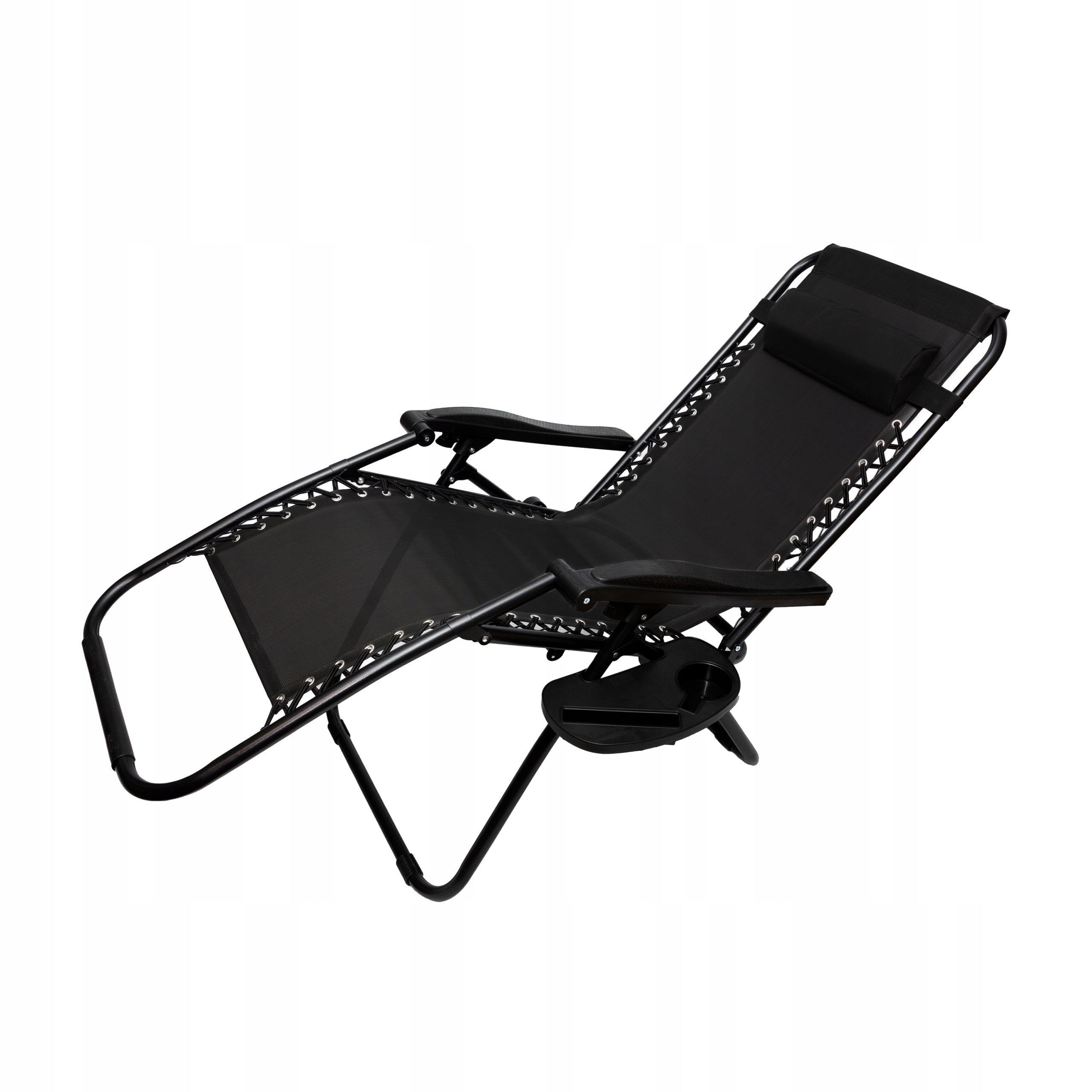 SUN LOUNGER FOLDING GARDEN BEACH CHAIR TOURIST SOLID TABLE HEADREST Maximum load 120 kg