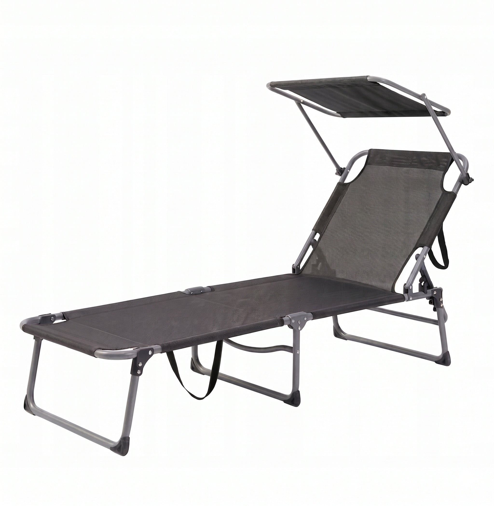 SUN LOUNGER FOLDING WITH VISOR GARDEN CHAIR BEACH CAMPING CHAIR 120KG
