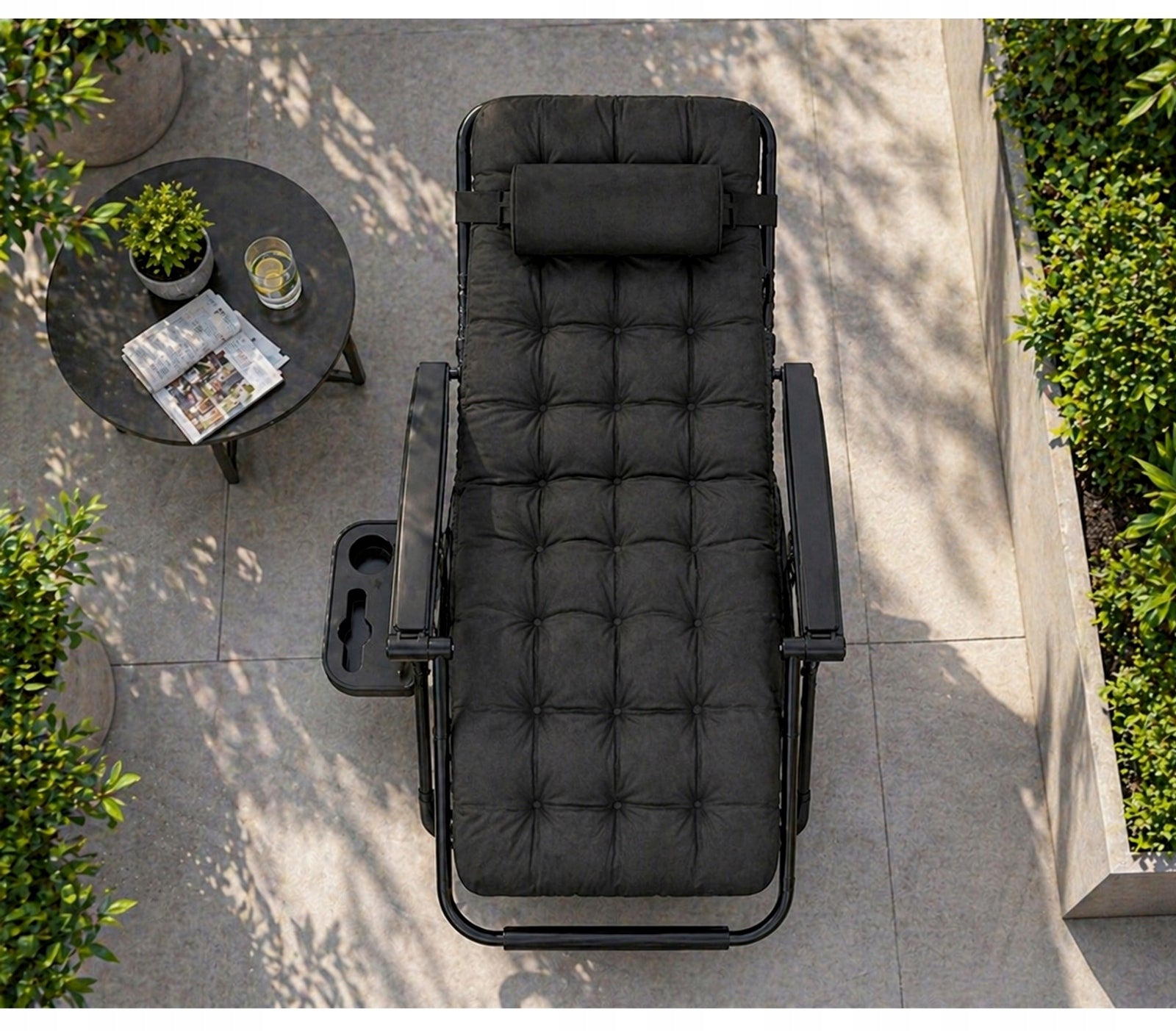 SUN LOUNGER GARDEN BEACH CHAIR FOLDING WITH CUSHION GRILL CAMPING CHAIR Brand QULKI
