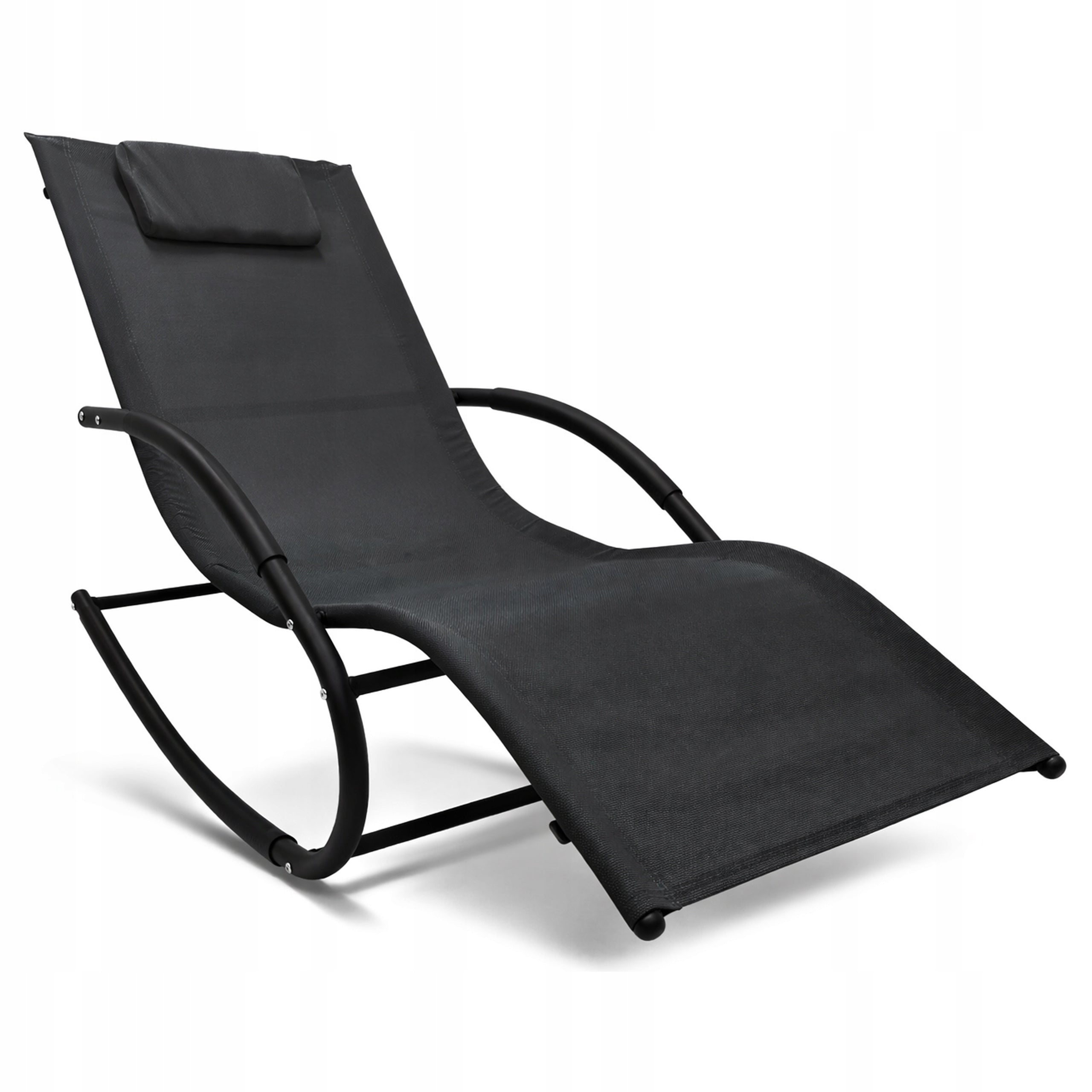 SUN LOUNGER GARDEN ROCKING CHAIR MODERN COUCH ZERO GRAVITY ROCKY BLACK