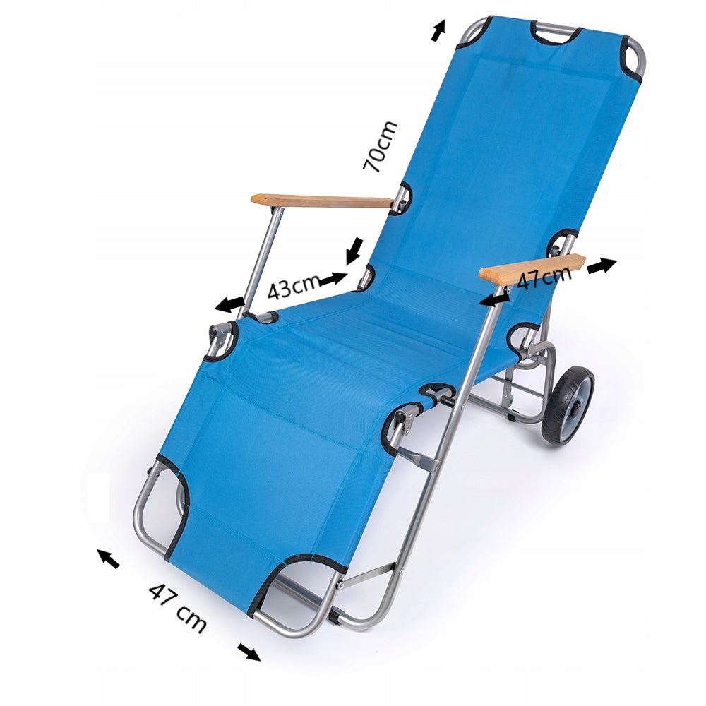 SUN LOUNGER ON WHEELS GARDEN BEACH FOLDING TERRACE CHAIR Brand PPHU WOCHAL