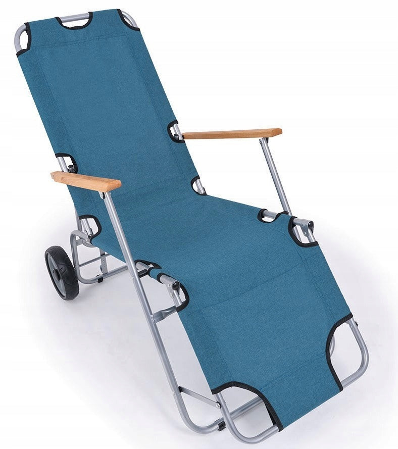 SUN LOUNGER ON WHEELS GARDEN BEACH FOLDING TERRACE CHAIR
