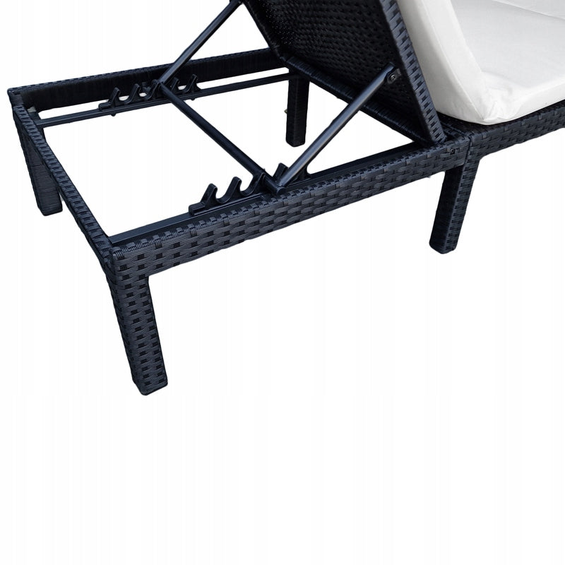 SUN LOUNGER POLY RATTAN ADJUSTABLE BACKREST MATTRESS BED Color black