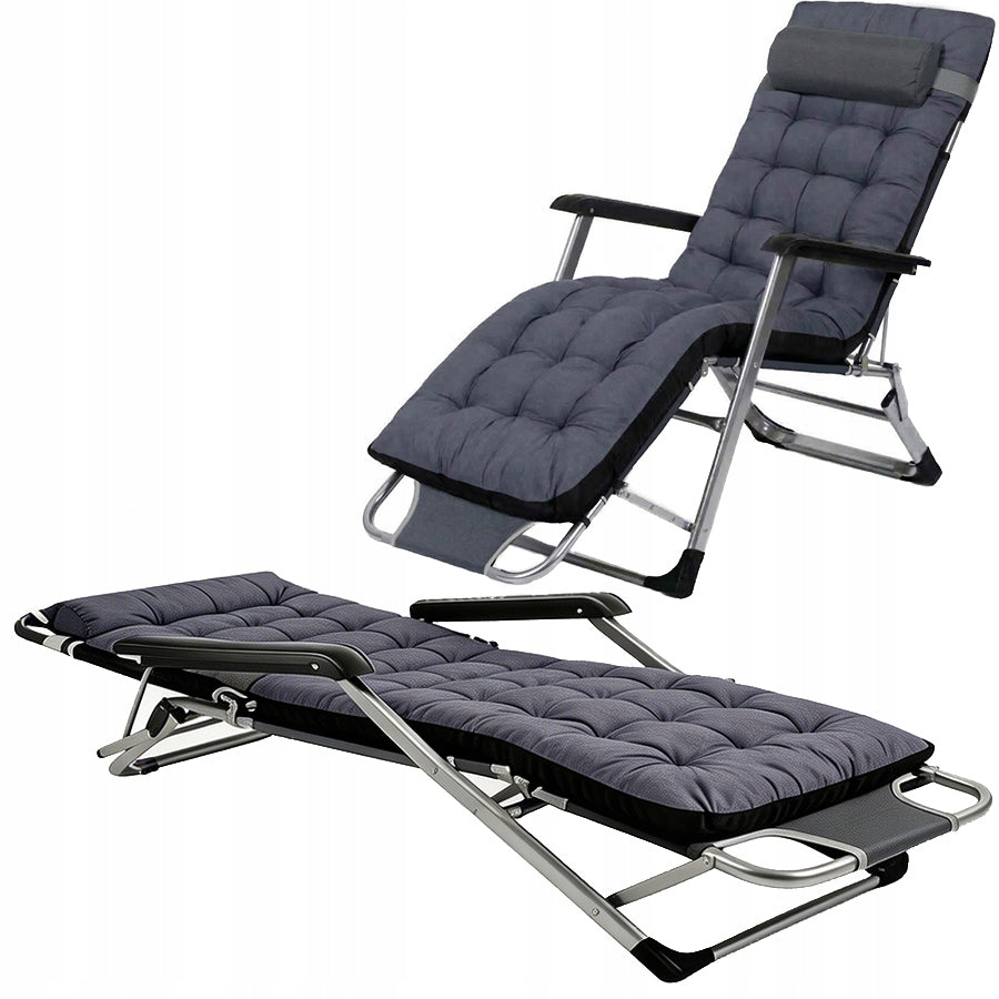 SUN LOUNGER WITH DOUBLE-SIDED CUSHION GARDEN CHAIR FOLDING LIGHT BEACH CHAIR Brand Soprato