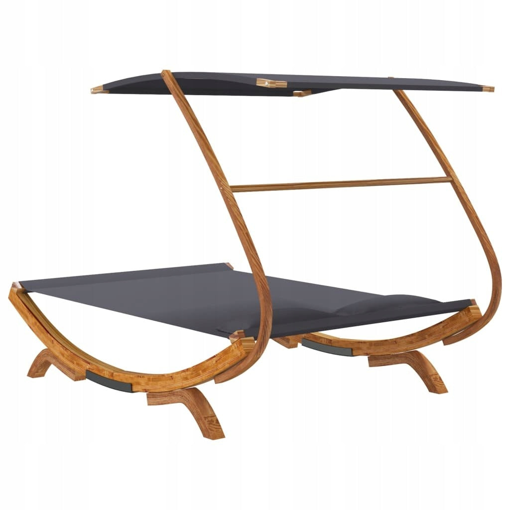 SUN LOUNGER WITH ROOF 165X203X138CM BENT ANTHRACITE WOOD Total length 198 cm