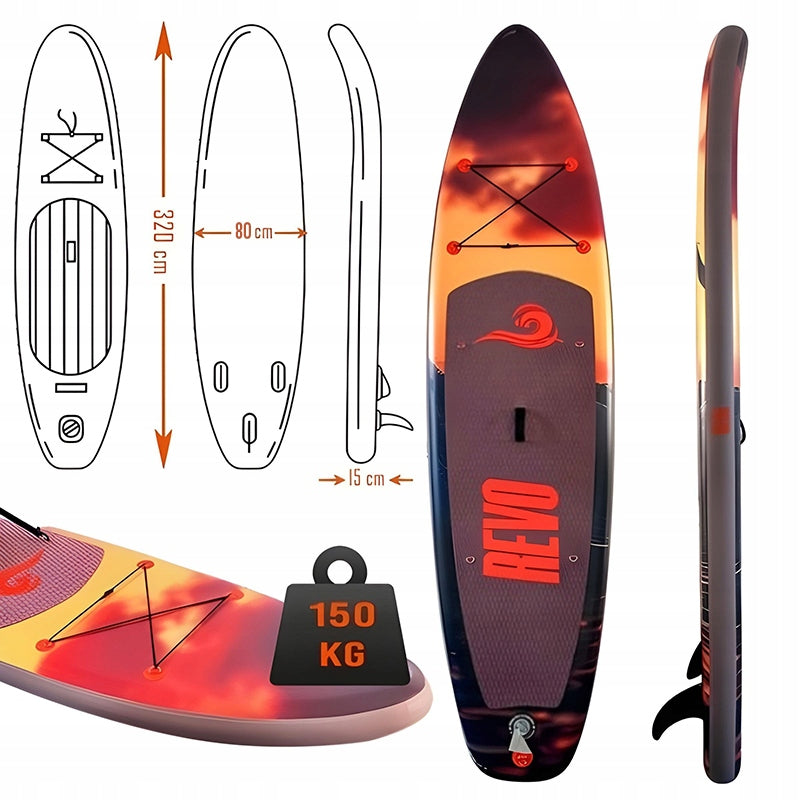 SUP BOARD FOR SWIMMING STAND UP PADDLE PUMPED 320CM SET + SEAT Model GOLD-COAST