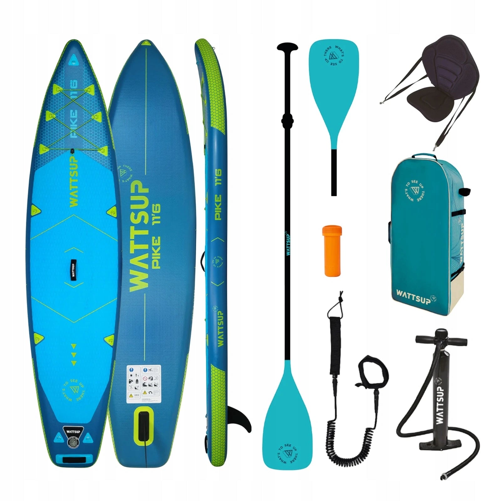 SUP BOARD WATTSUP 350cm PIKE 5in1 PADDLE PUMP BAG LANYARD SEAT Brand Wattsup