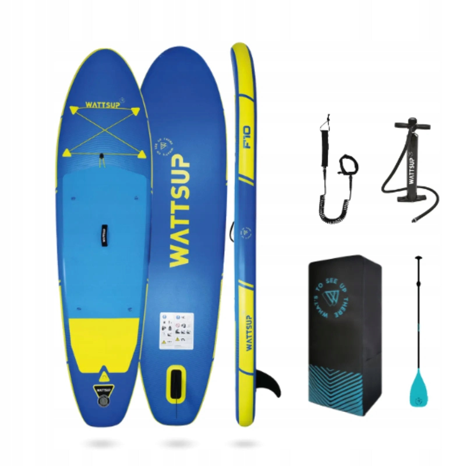 SUP BOARD WATTSUP F10 305cm PADDLE 10 SET 4IN1 PADDLE PUMP BAG LANYARD Brand Wattsup