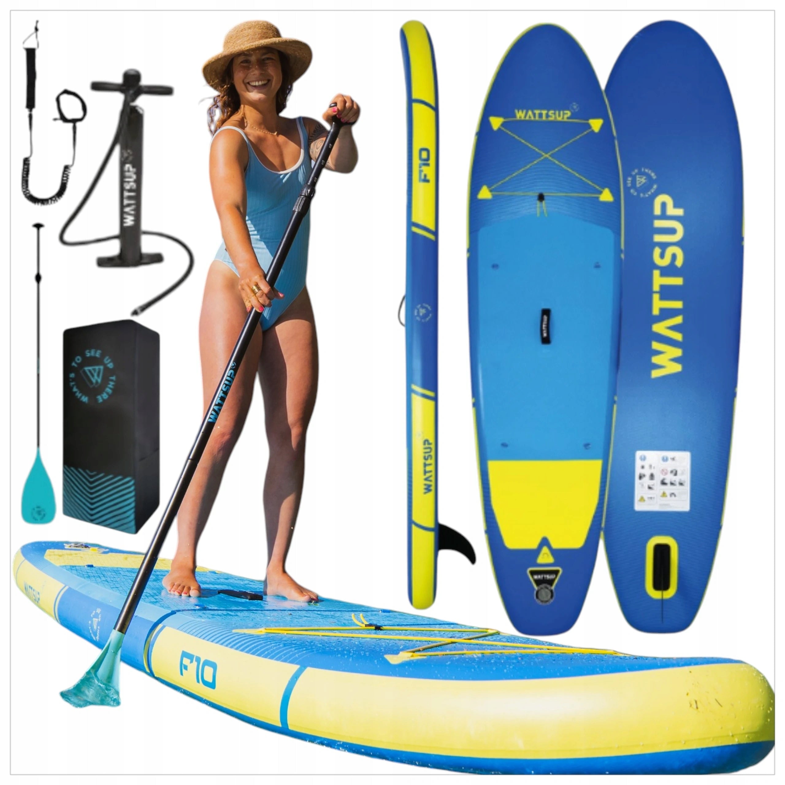SUP BOARD WATTSUP F10 305cm PADDLE 10 SET 4IN1 PADDLE PUMP BAG LANYARD
