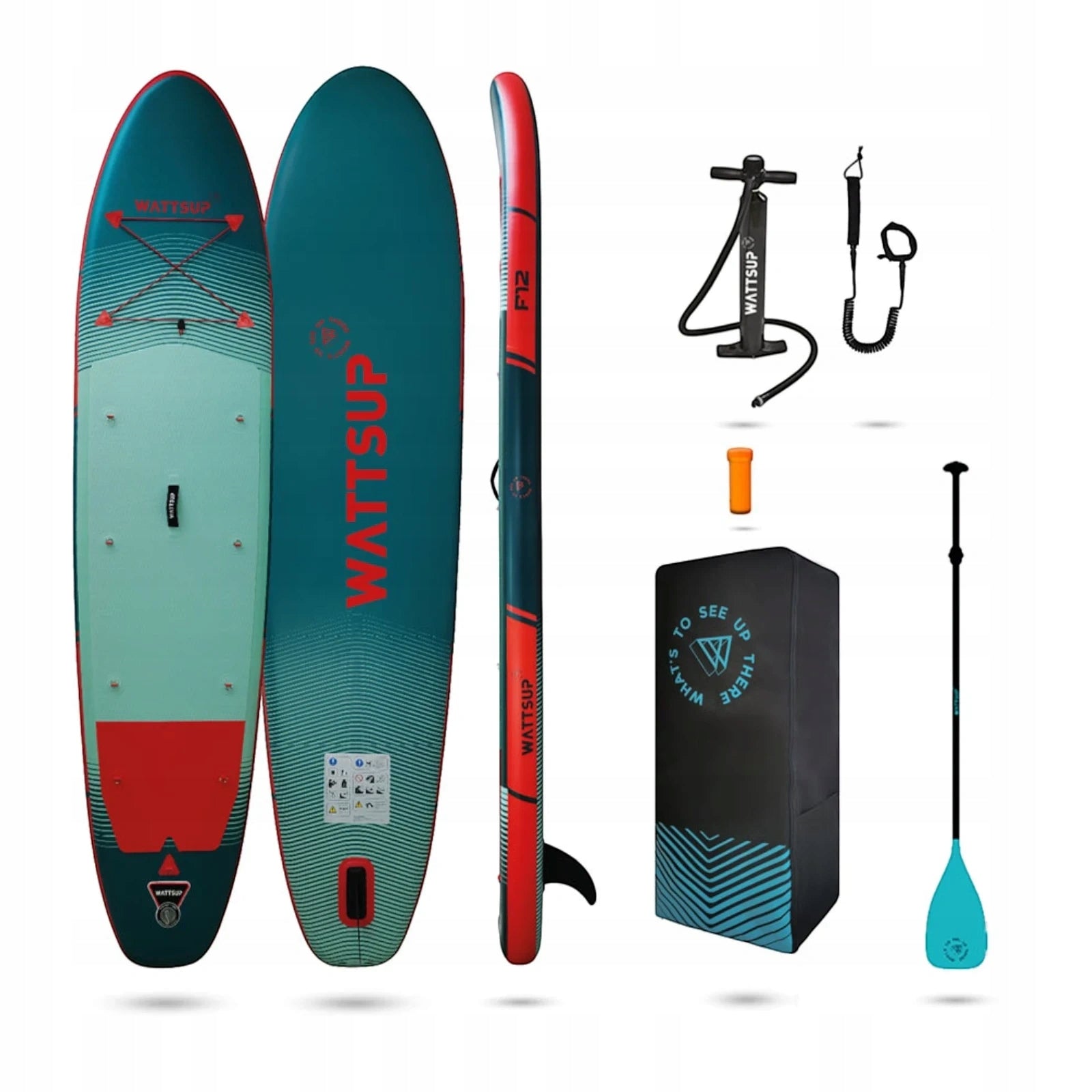 SUP BOARD WATTSUP F12 366cm PADDLE 12 SET 4IN1 PADDLE PUMP BAG LANYARD Brand Wattsup
