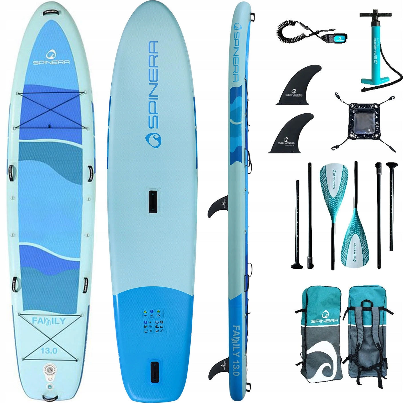 SUP BOARD pumped SPINERA large family FAMILY 13' 397 cm TWO PADDLES