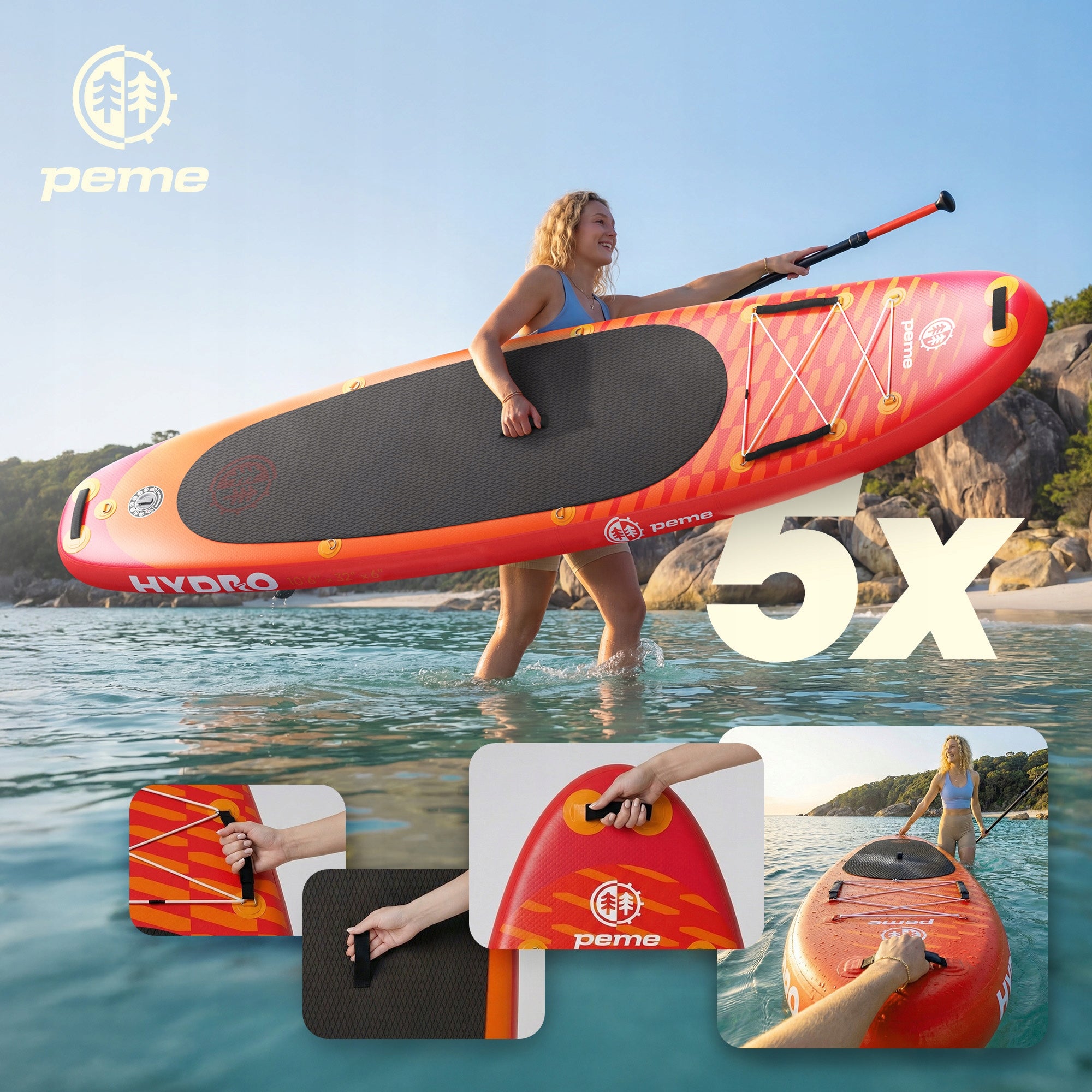 SUP Pumped Board For Swimming Inflatable 350 SET PADDLE Hydro Peme Brand Peme