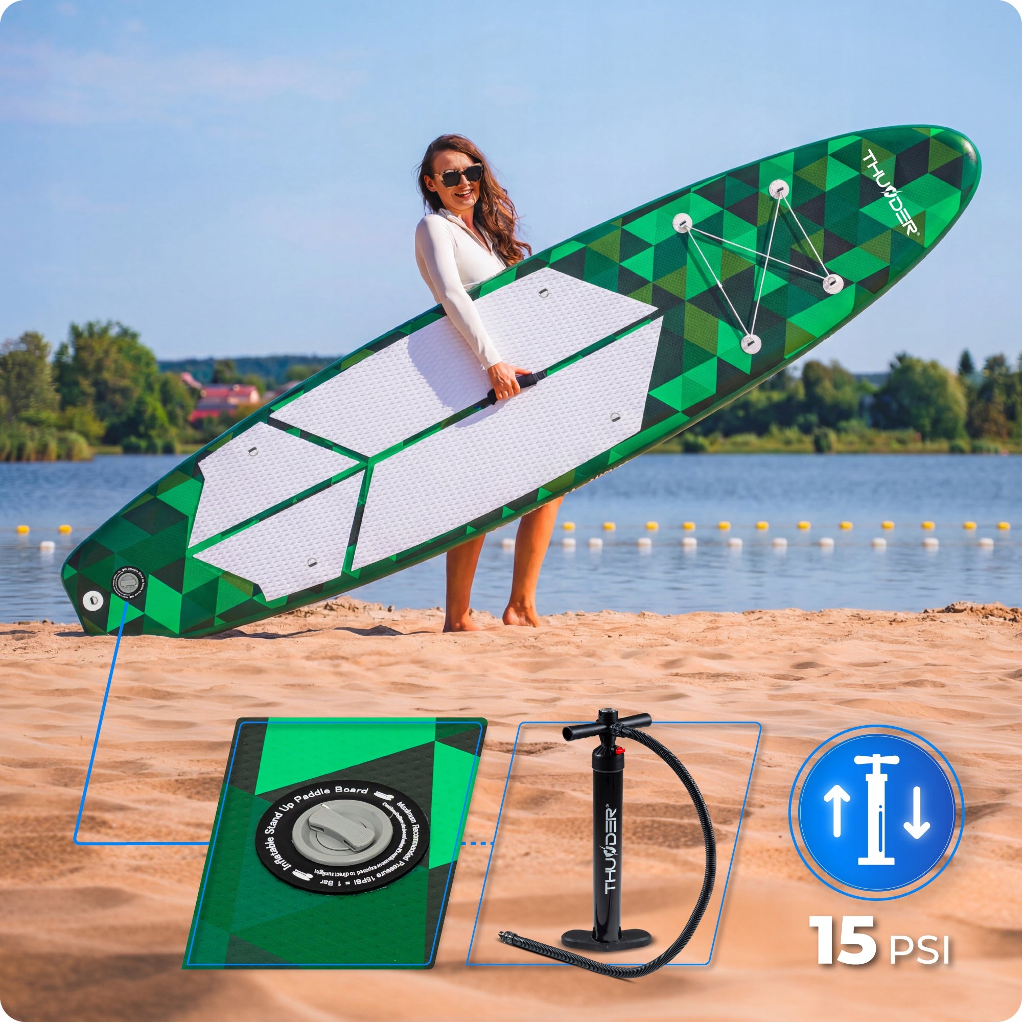 SUP board 350CM pumped with seat stand up paddle accessories Brand Thunder