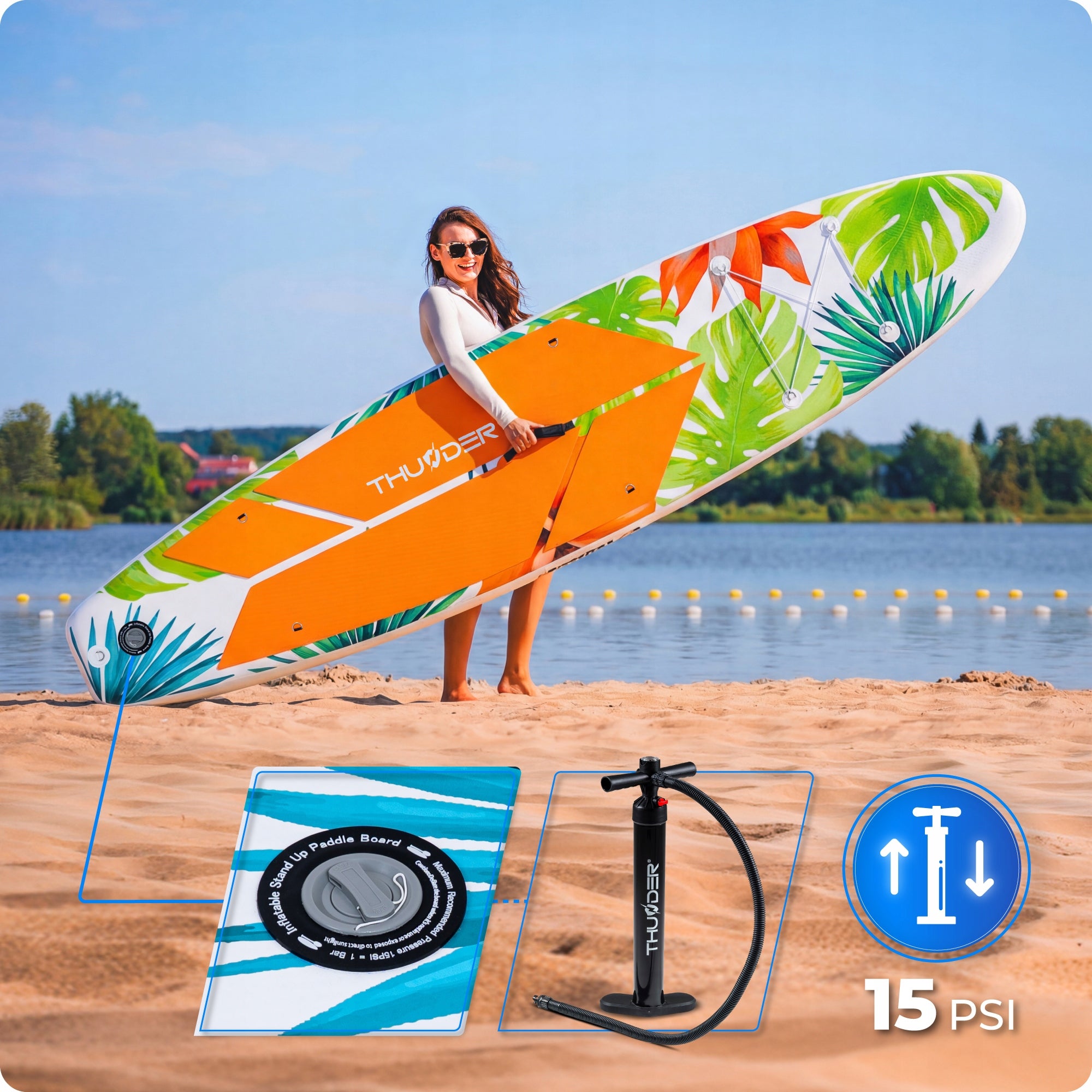 SUP board 350cm strong pumped for swimming stand up seat accessories Brand Thunder