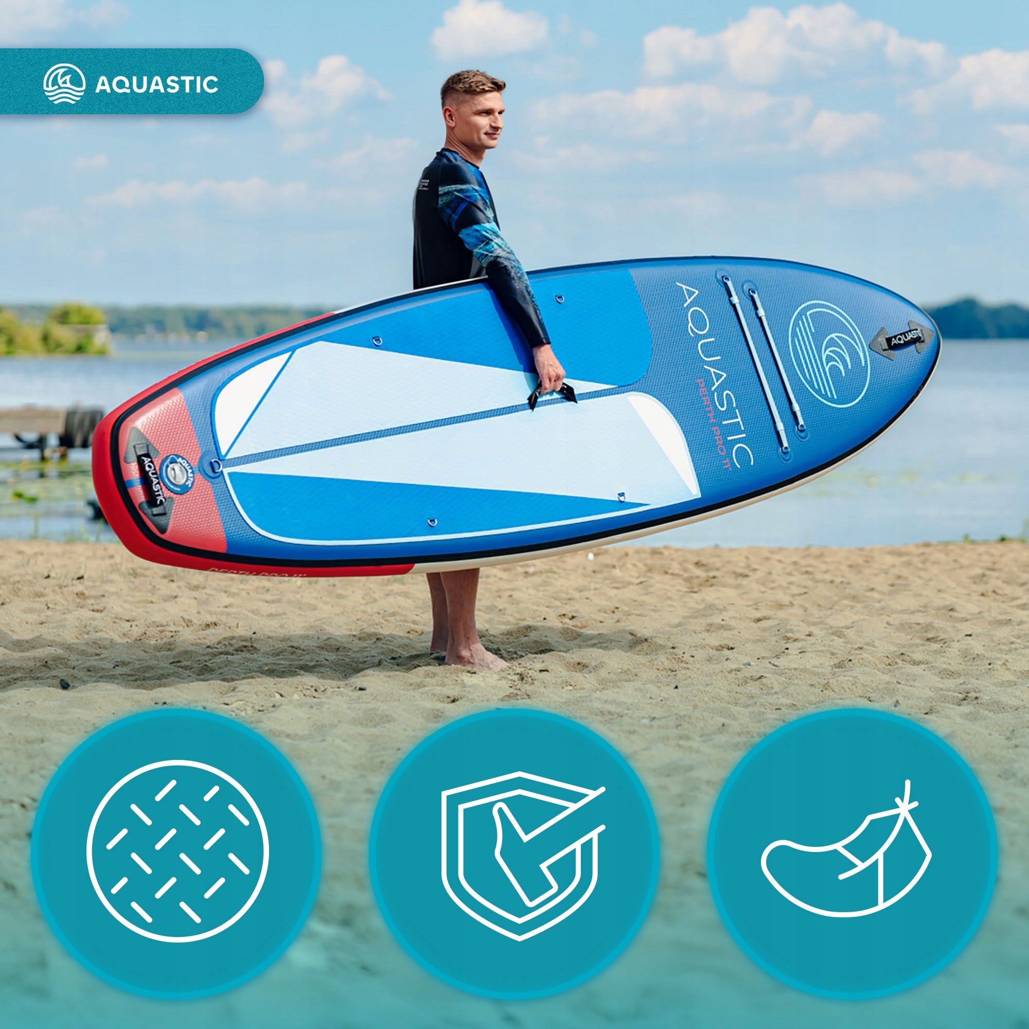 SUP board AQUASTIC Perth Pro 11' allround blue 335 cm NON-SLIP Model Perth Pro 11'0" allround