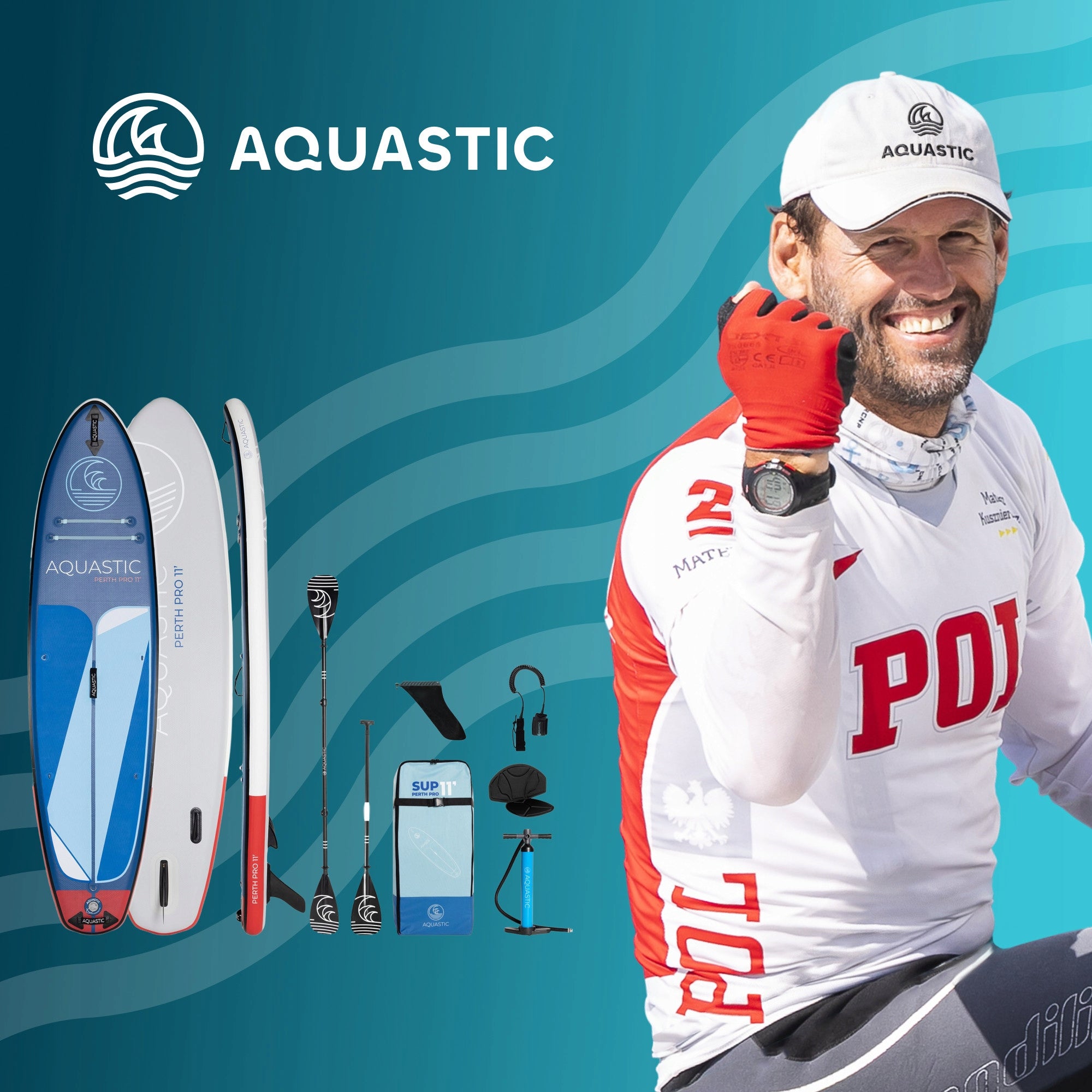 SUP board AQUASTIC Perth Pro 11' allround blue 335 cm NON-SLIP Packaging status original