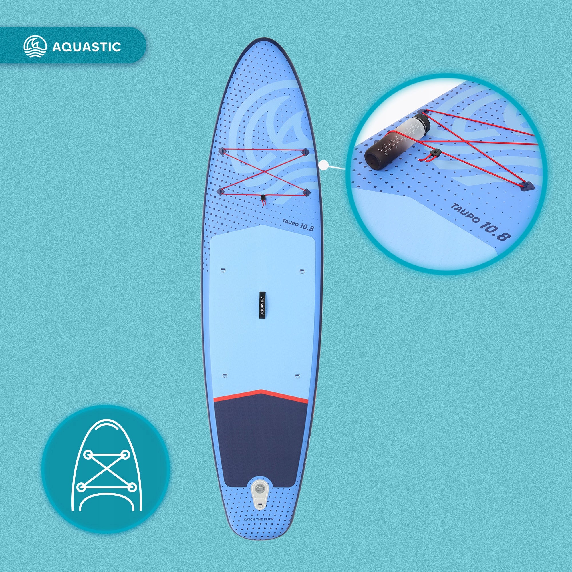 SUP board AQUASTIC Taupo 10'8" allround 325cm SWIMMING PUMPED SET Kind SUP board