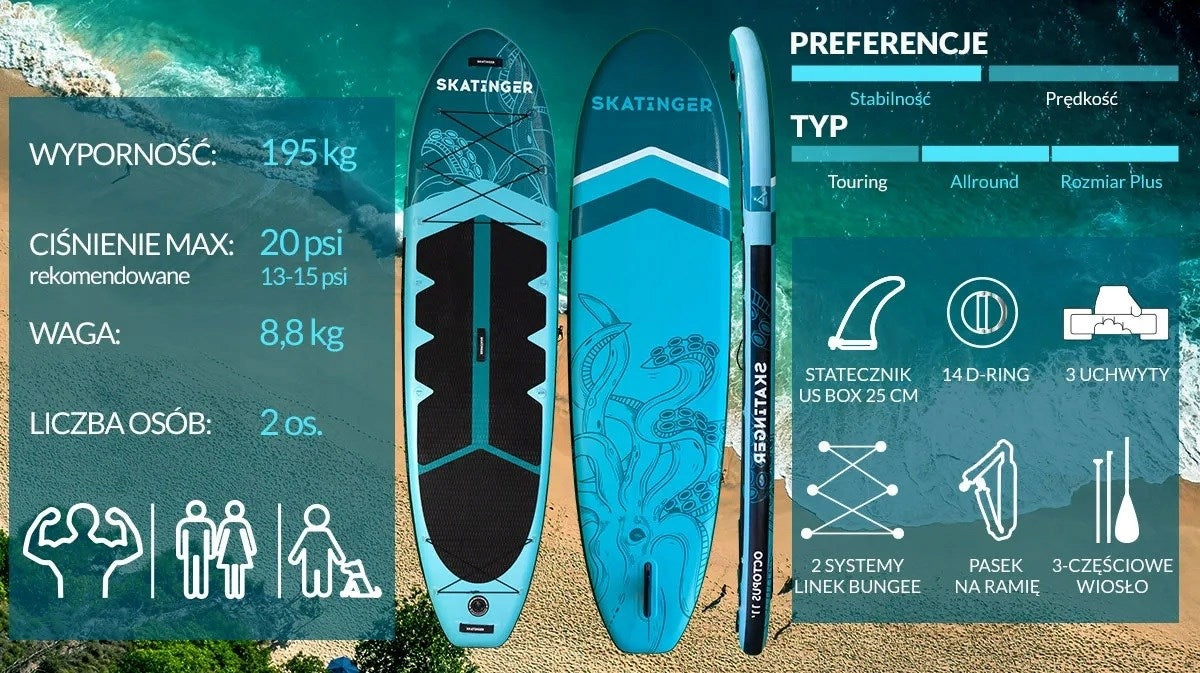 SUP board SKATINGER Octopus 335x86x15 cm Allround Brand Skatinger