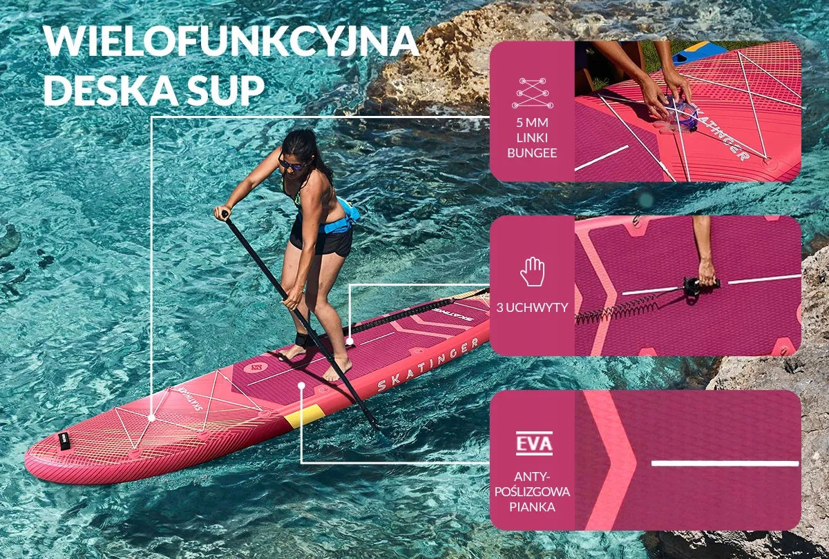 SUP board Skatinger Prana Meteor Pink 350x89x15 cm 11'6'' Yoga pumped with Brand Skatinger