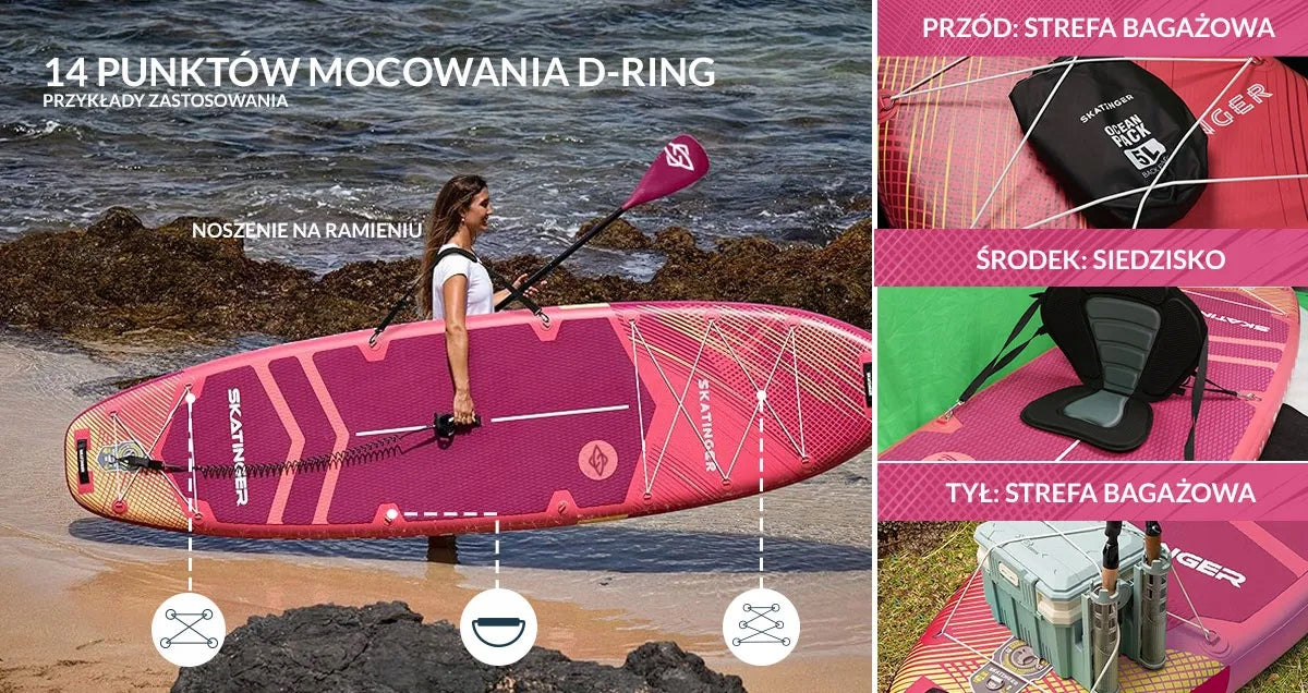 SUP board Skatinger Prana Meteor Pink 350x89x15 cm 11'6'' Yoga pumped with Gender unisex product