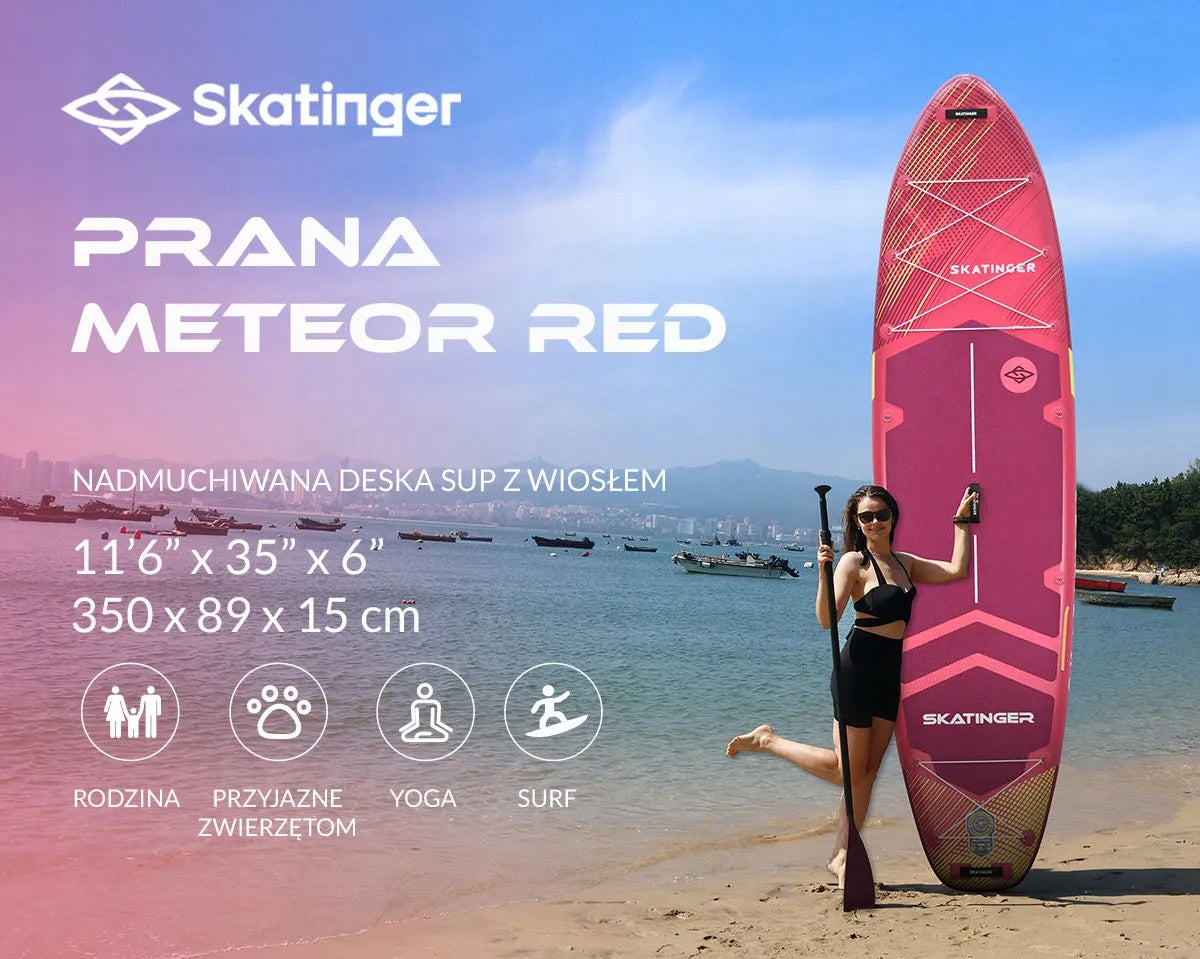 SUP board Skatinger Prana Meteor Pink 350x89x15 cm 11'6'' Yoga pumped with Packaging status original
